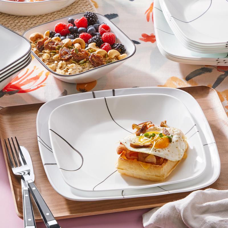 Corelle Simple Lines 18 Piece Dinner Square Set