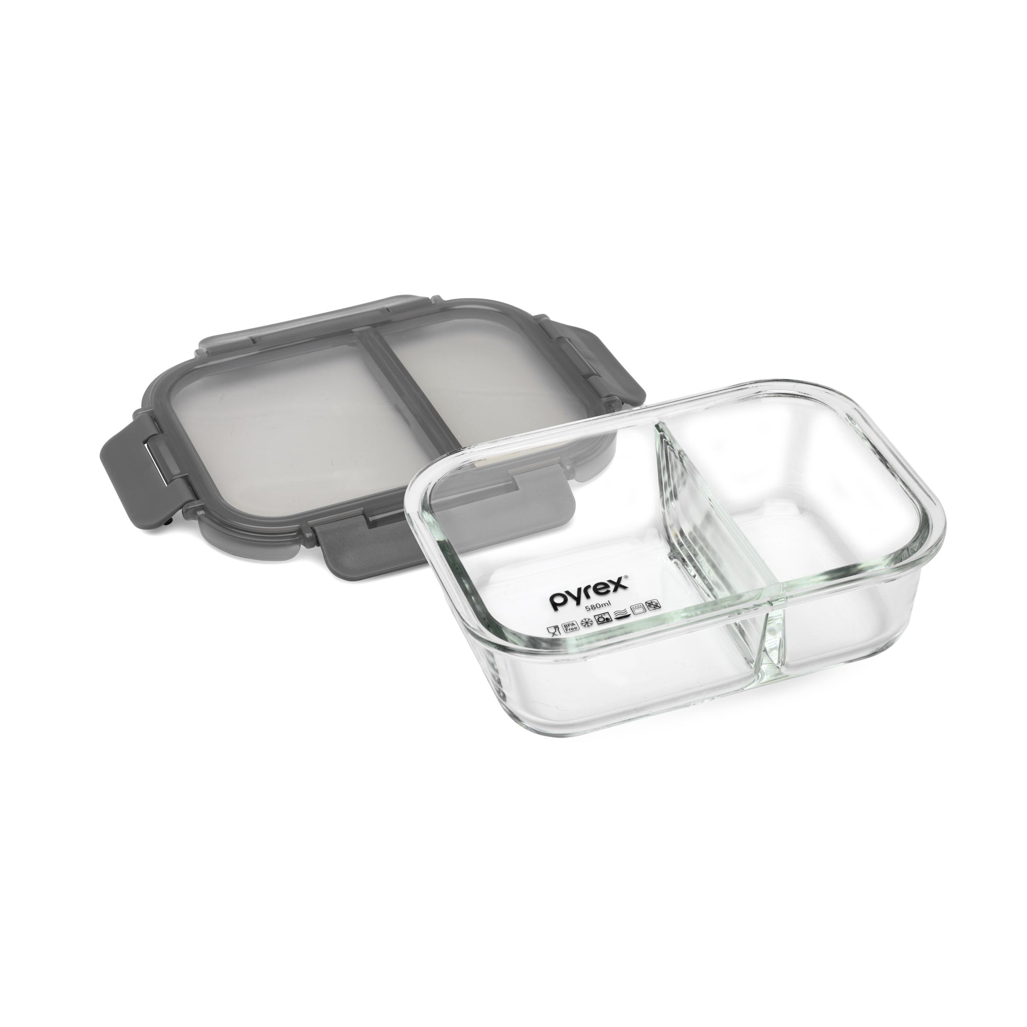 Pyrex Divided Meal Prep Glass Container (580mL)