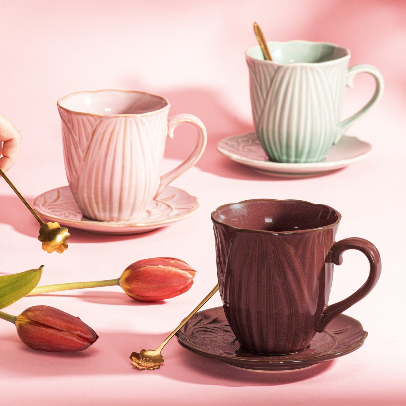 Ashdene Petals Ruby Red Mug Saucer & Spoon Gift Set