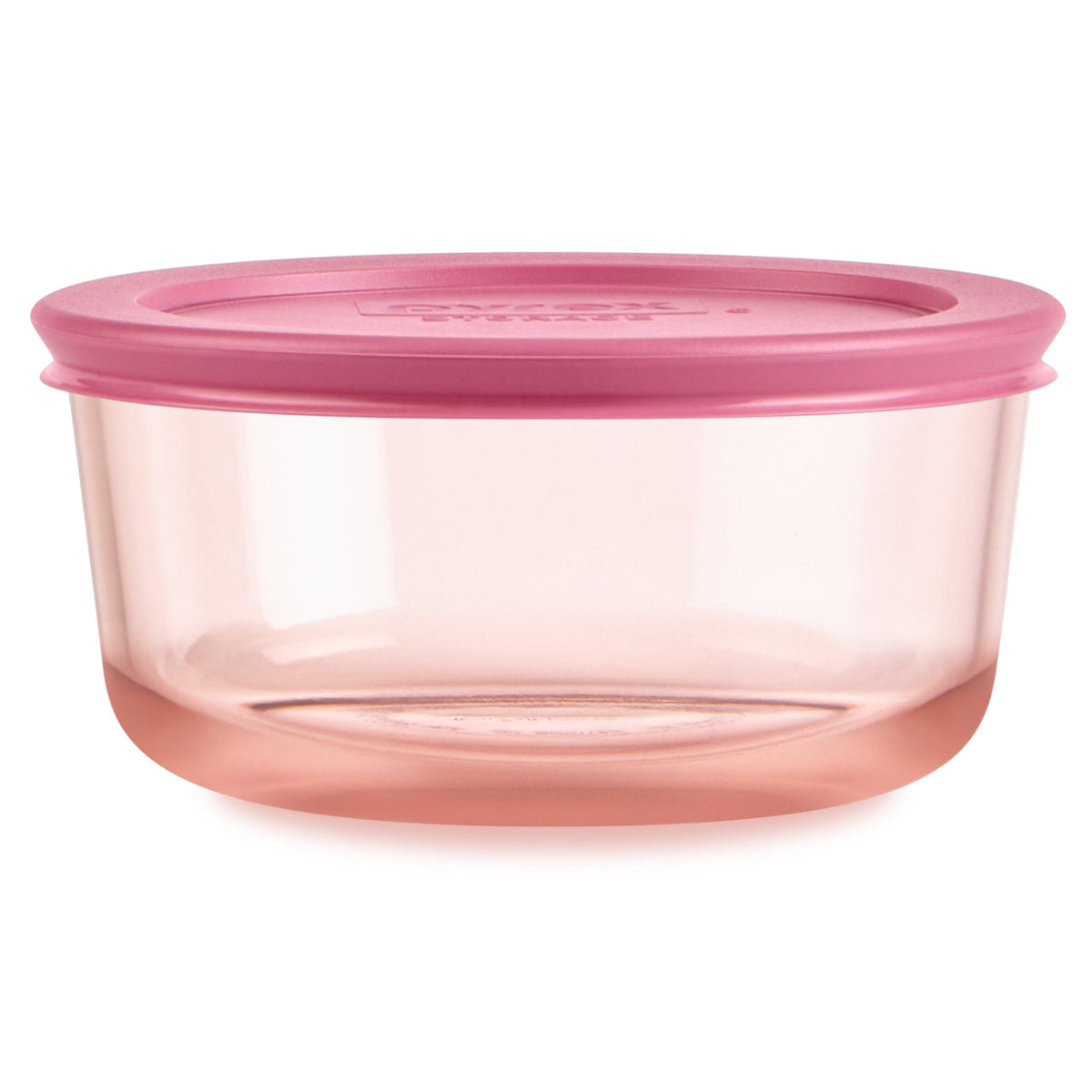 Pyrex Simply Store Colors Tinted Round Glass 946mL Container with Lid - Pink