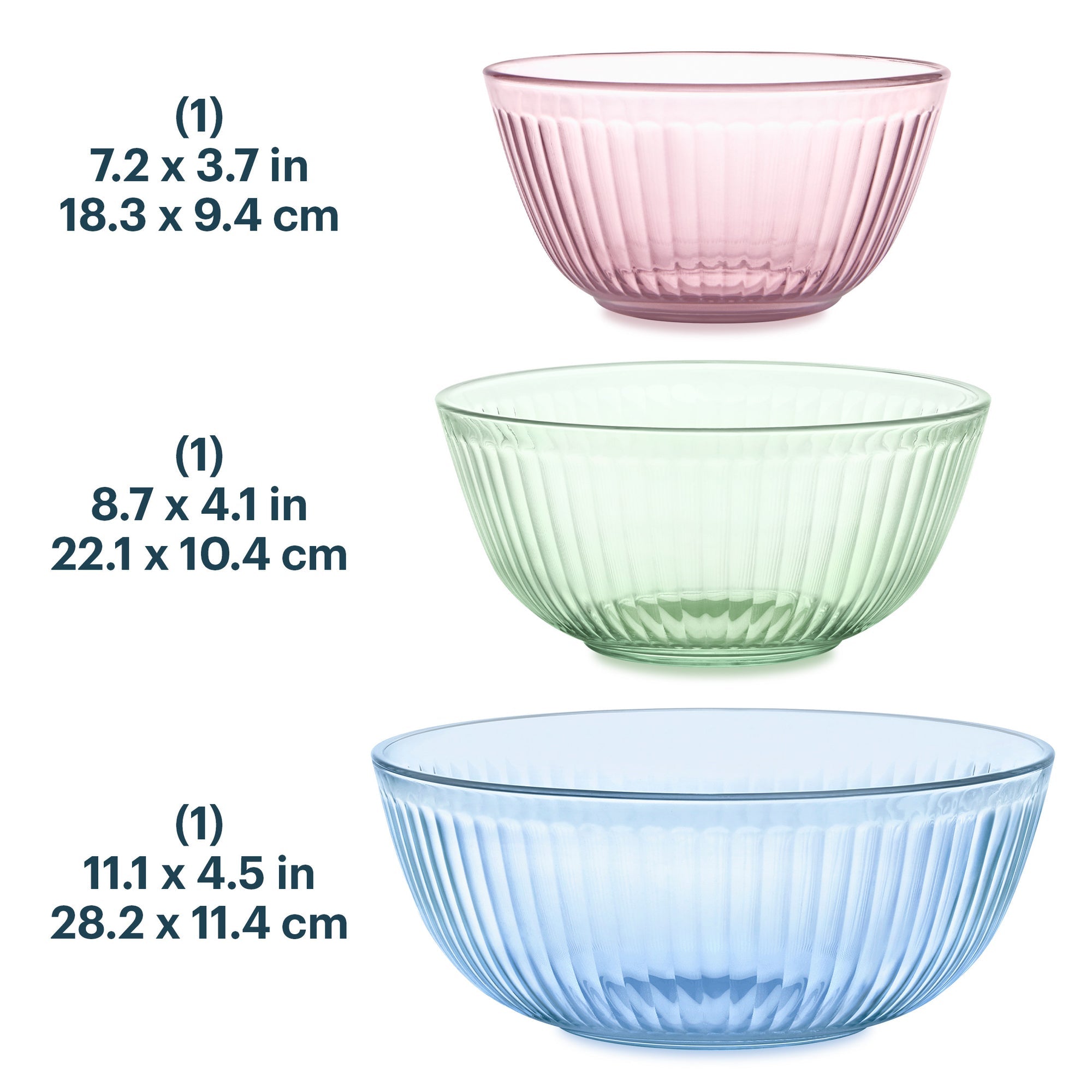 Pyrex Colors Sculptured 3 Piece Bowl Set