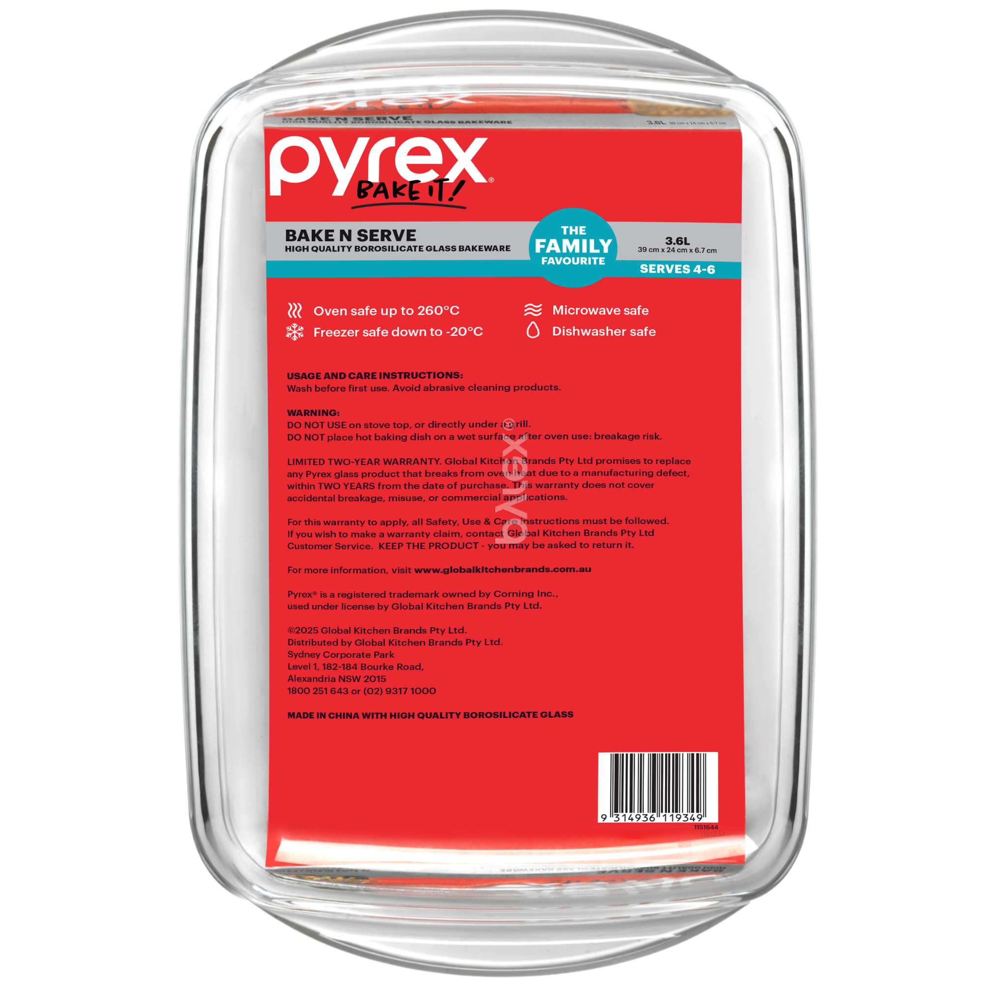 Pyrex Bake N Serve Rectangle Baking Dish (3.6L)