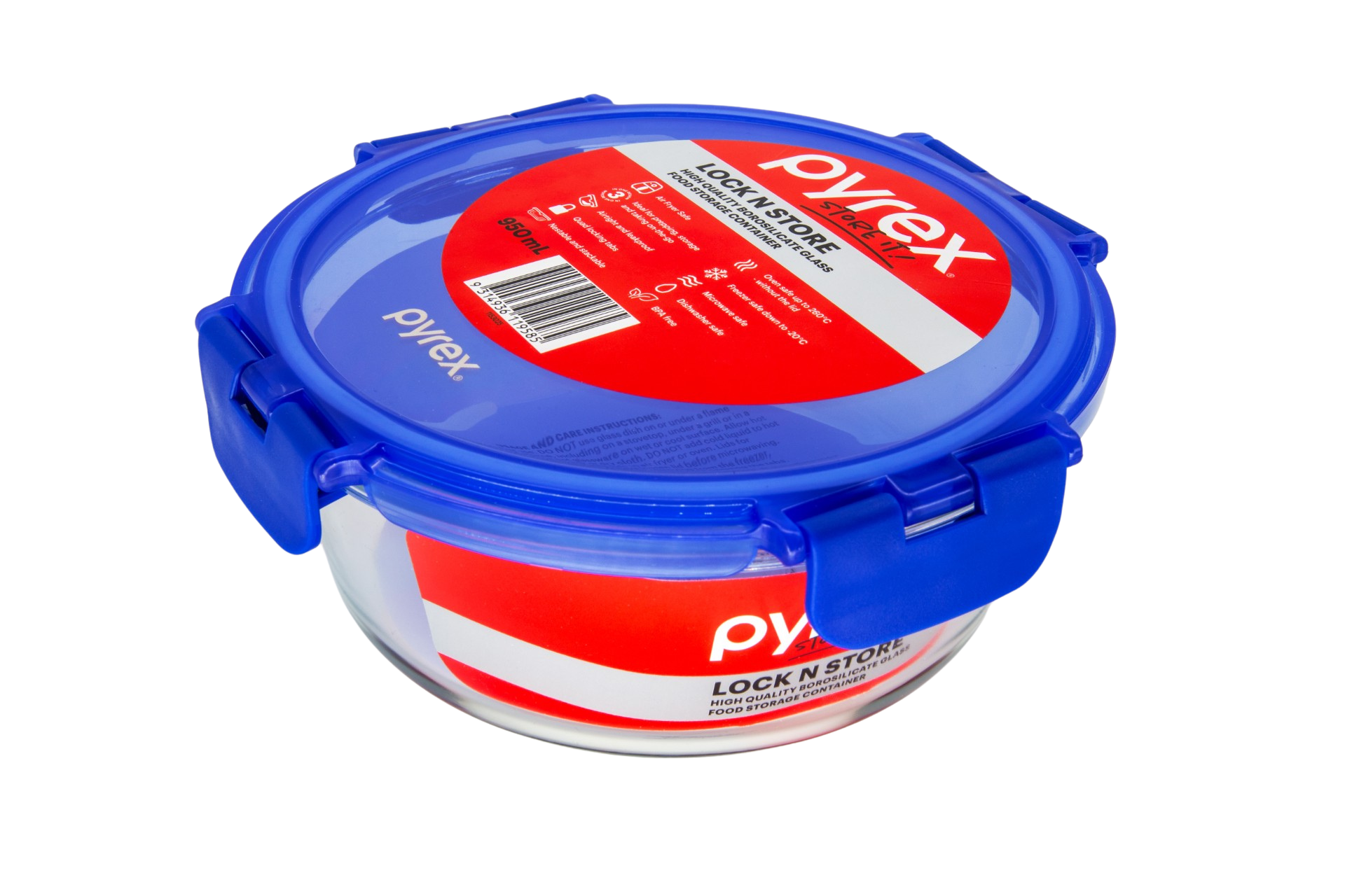Pyrex Lock N Store Glass Round Container (950mL)