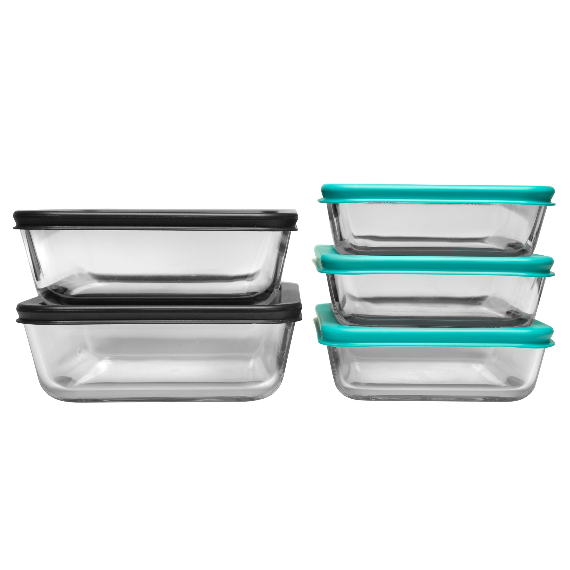 Pyrex Simply Store Glass Rectangle Container 5 Piece Set Coloured Lids