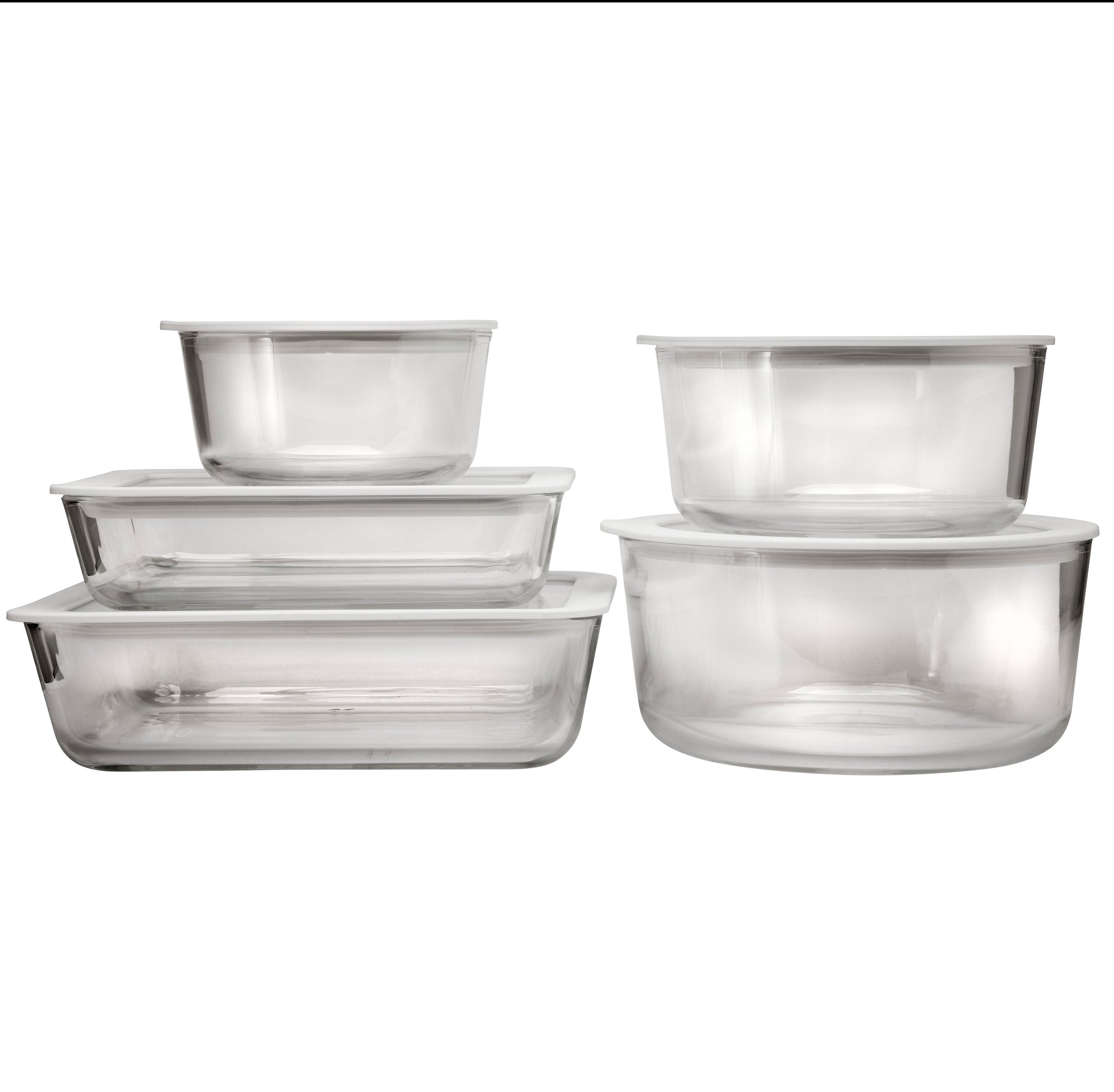 Pyrex Ultimate Glass Container 5 Piece Set with White Lids