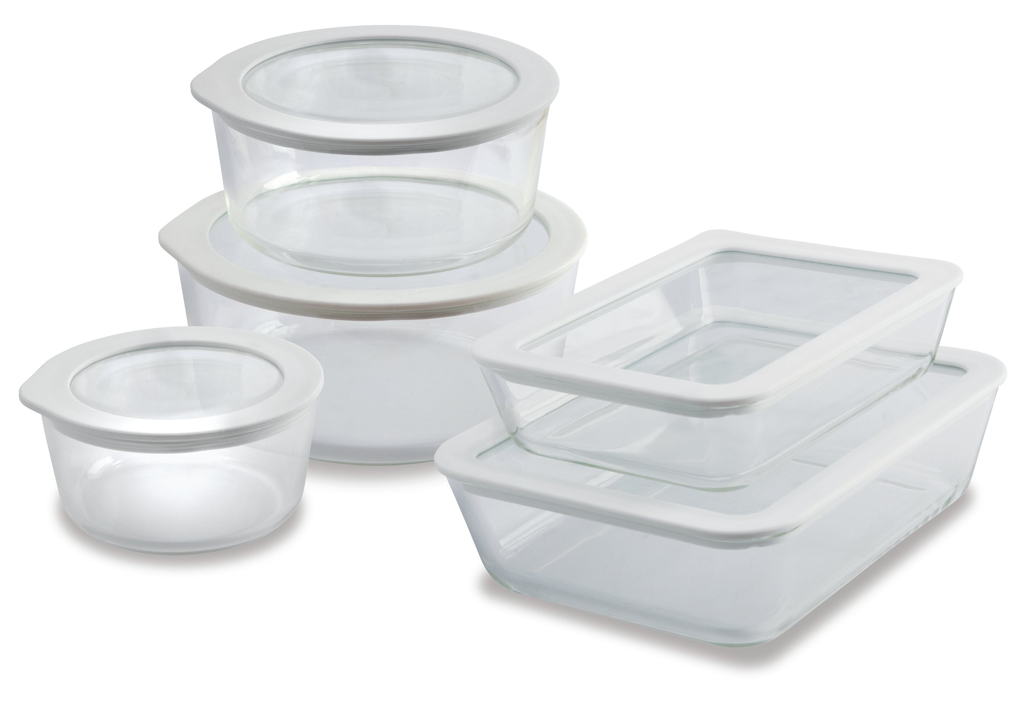Pyrex Ultimate Glass Container 5 Piece Set with White Lids