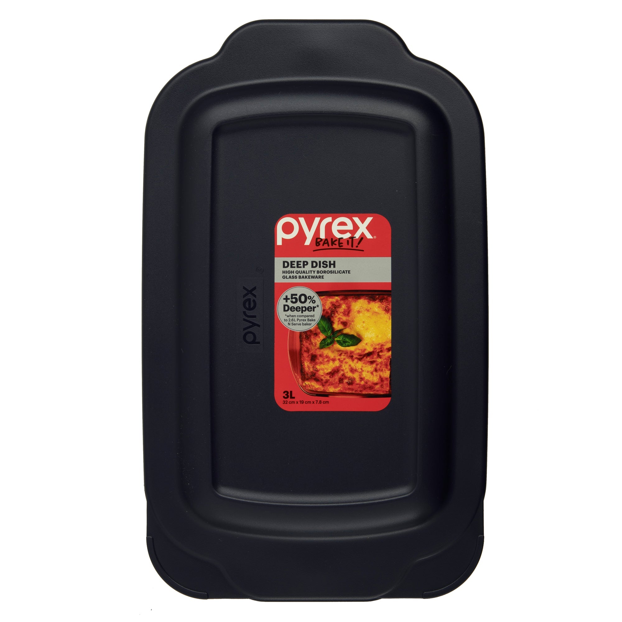 Pyrex Deep Rectangle Baking Dish with Navy Blue Lid (3L)