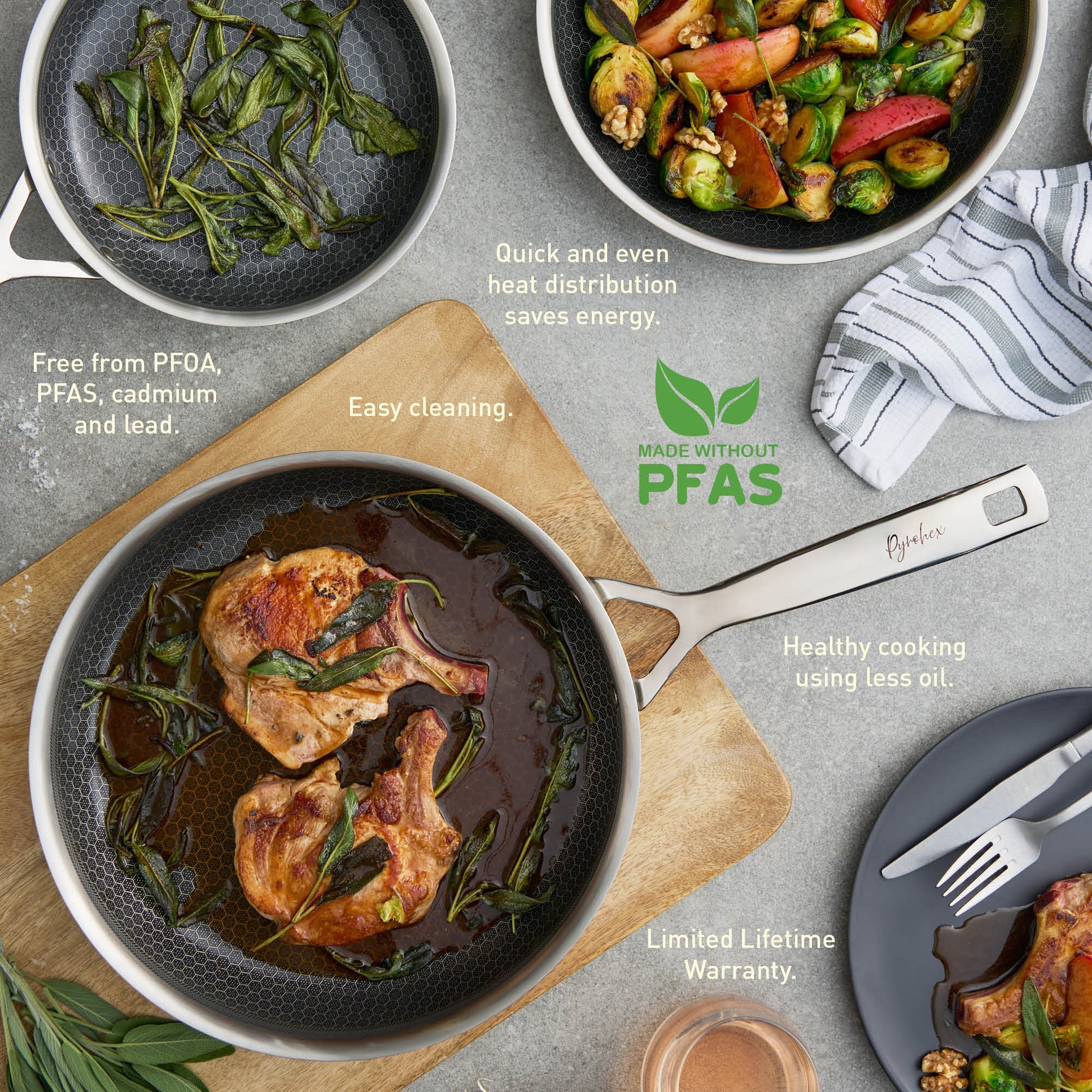 Pyrolux Pyrohex 2 Piece Frypan Set - 26 & 32cm