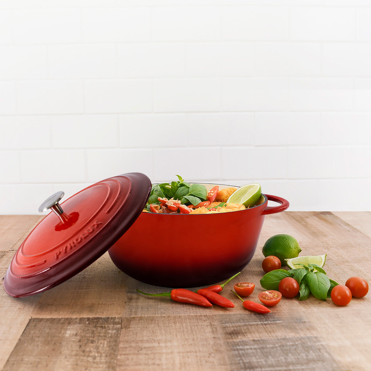 Pyrolux Pyrochef 24cm / 4L Cast Iron French Oven - Chilli Red