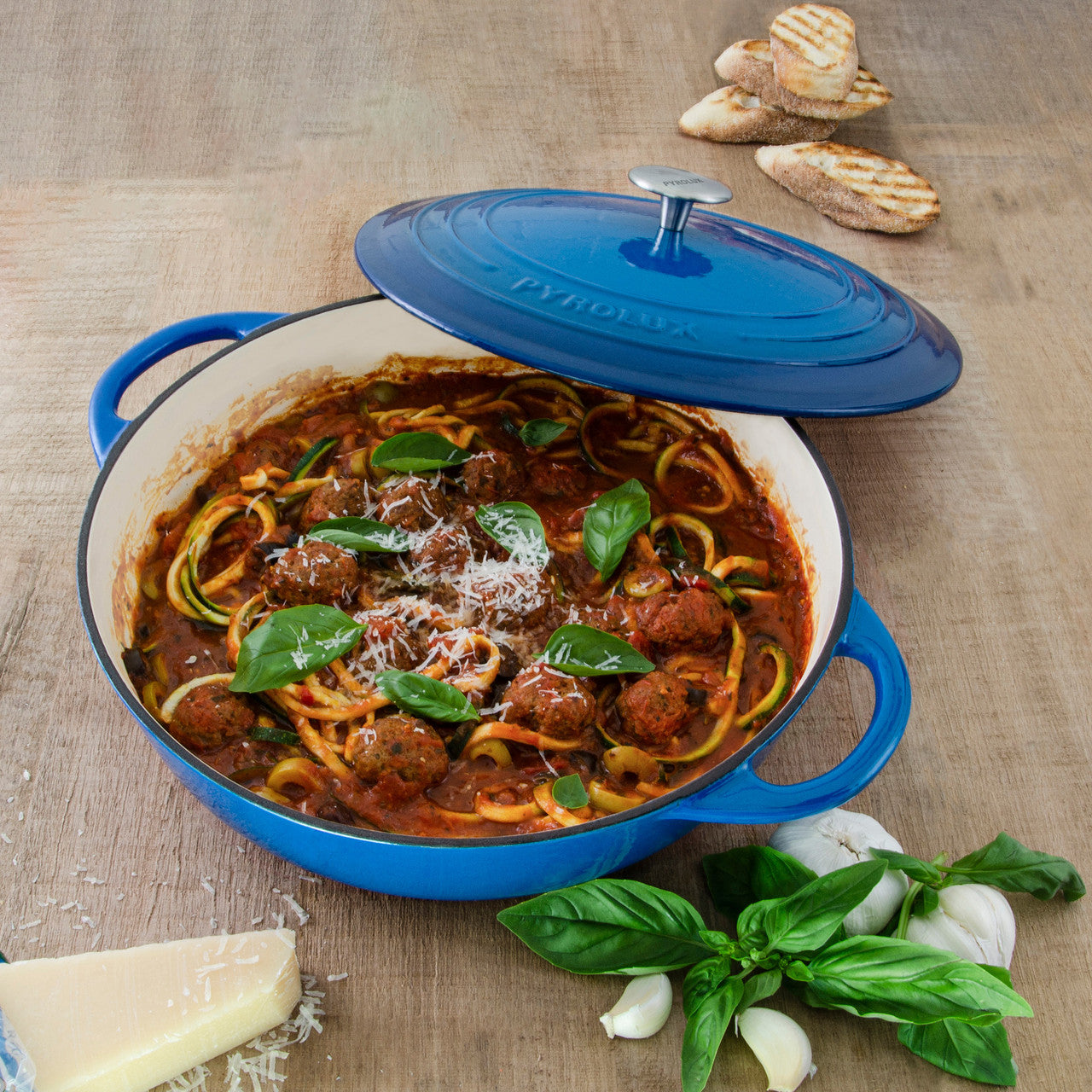 Pyrolux Pyrochef 28cm / 4L Cast Iron Chef Pan - Ocean Blue