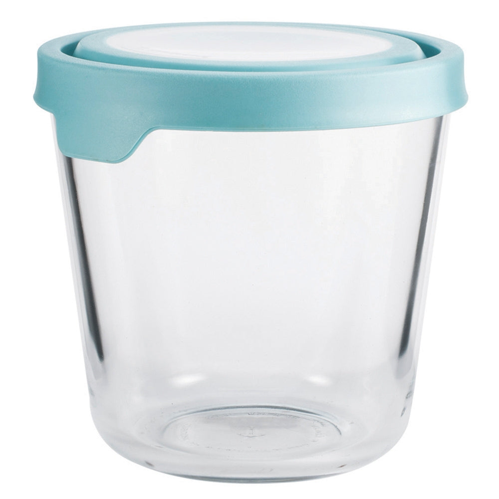 Anchor Hocking TrueSeal Glass Tall Round Container with Blue Lid (1.65L)