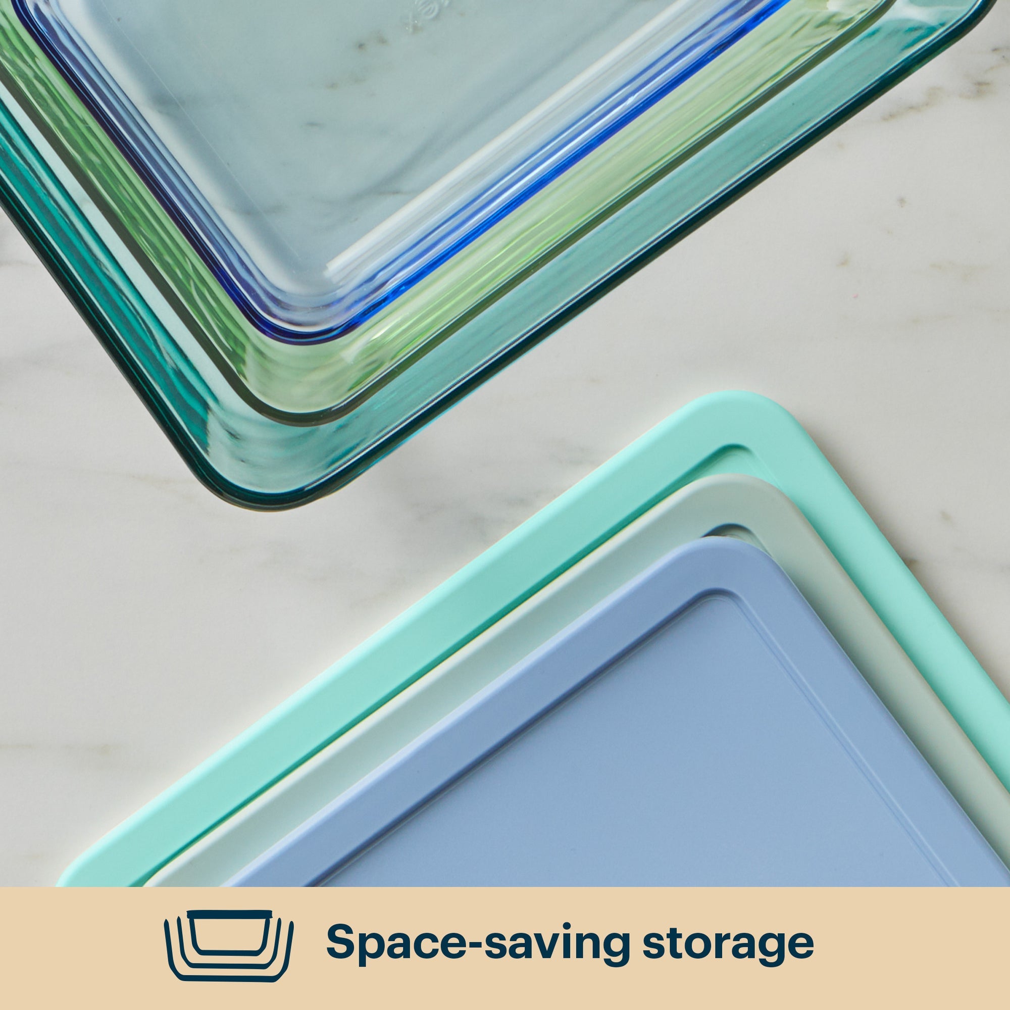 Pyrex Simply Store Colors Tinted Glass Rectangle Container 3 Piece Set Mixed Colors