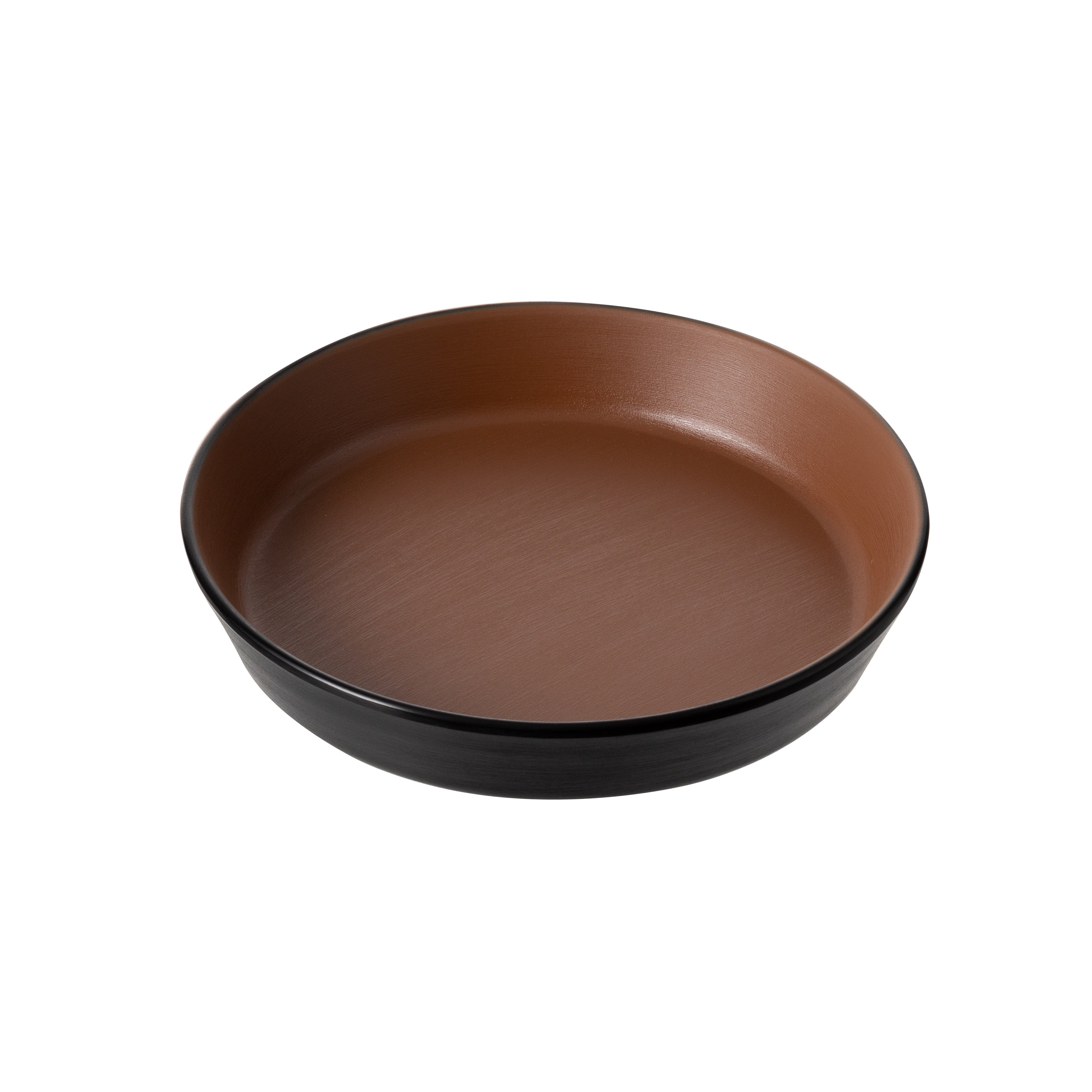 COUCOU Flat Round Bowl 190mm - Brown & Black