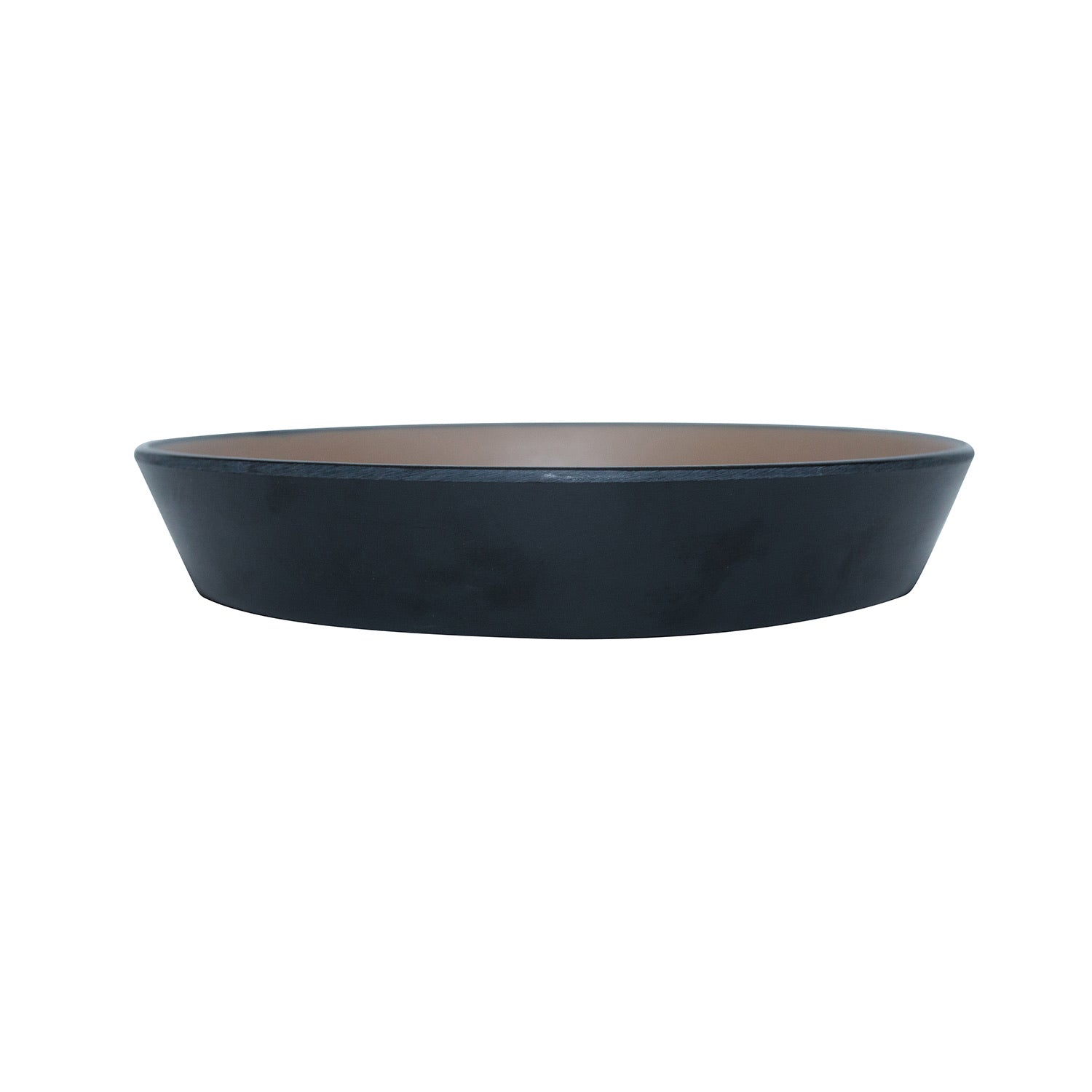COUCOU Flat Round Bowl 190mm - Beige & Black