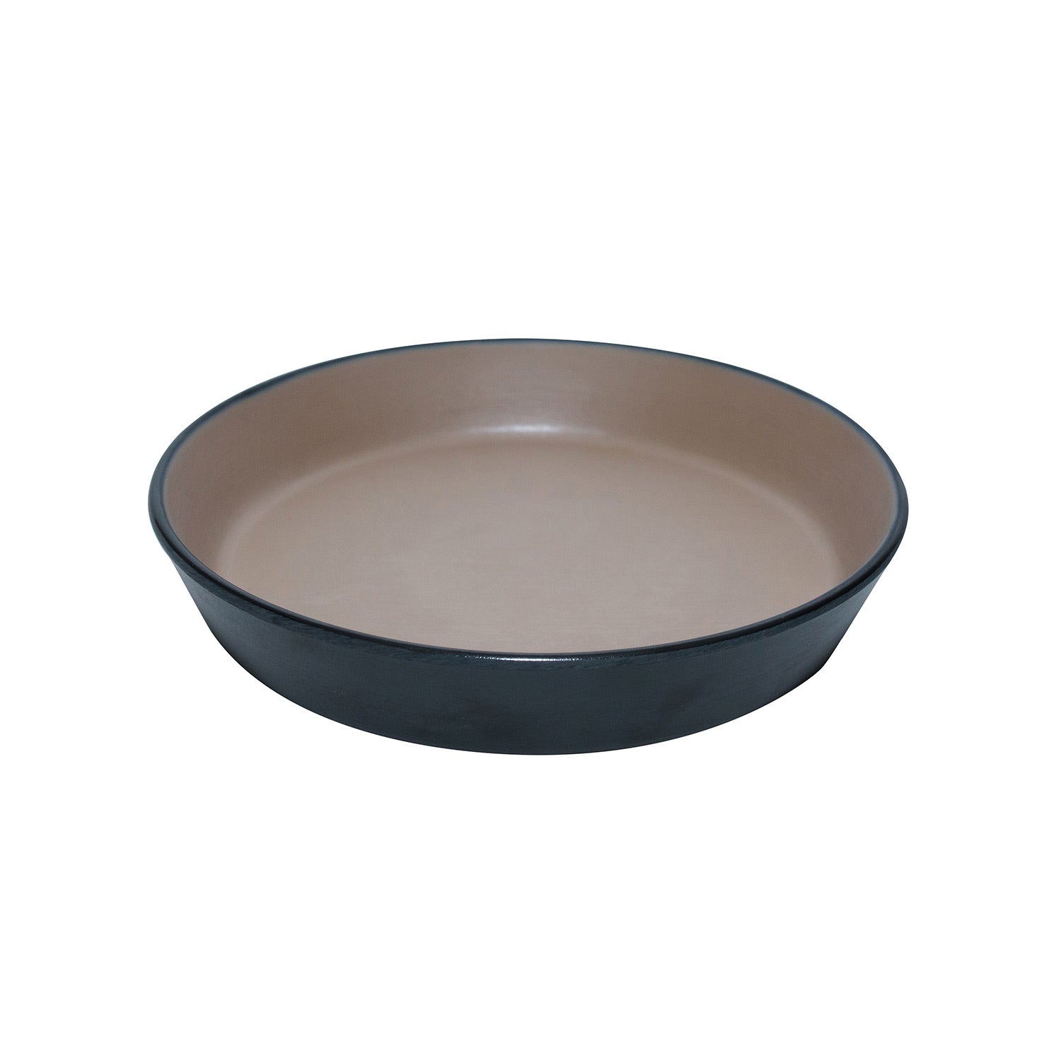 COUCOU Flat Round Bowl 190mm - Beige & Black