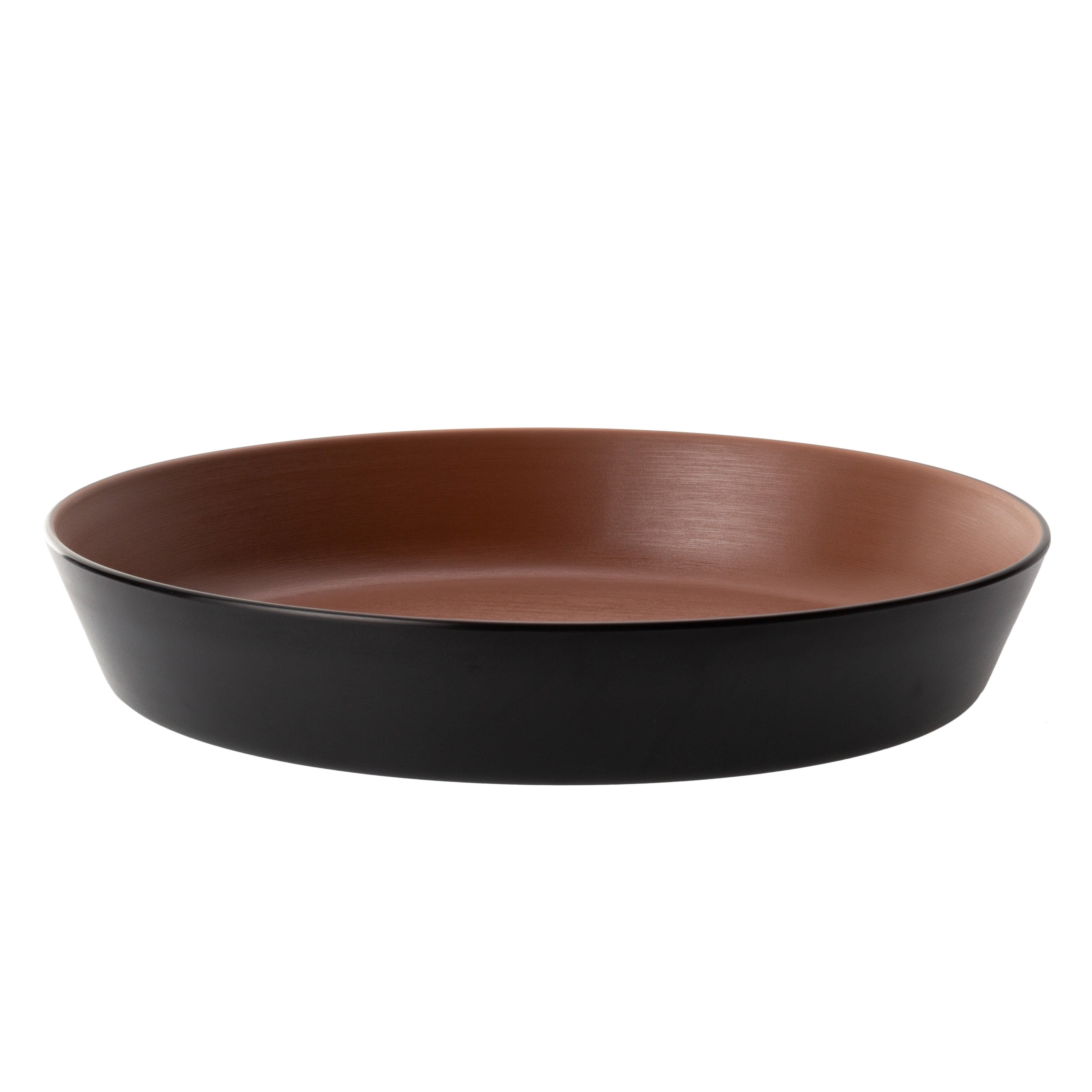 COUCOU Flat Round Bowl 290mm - Brown & Black
