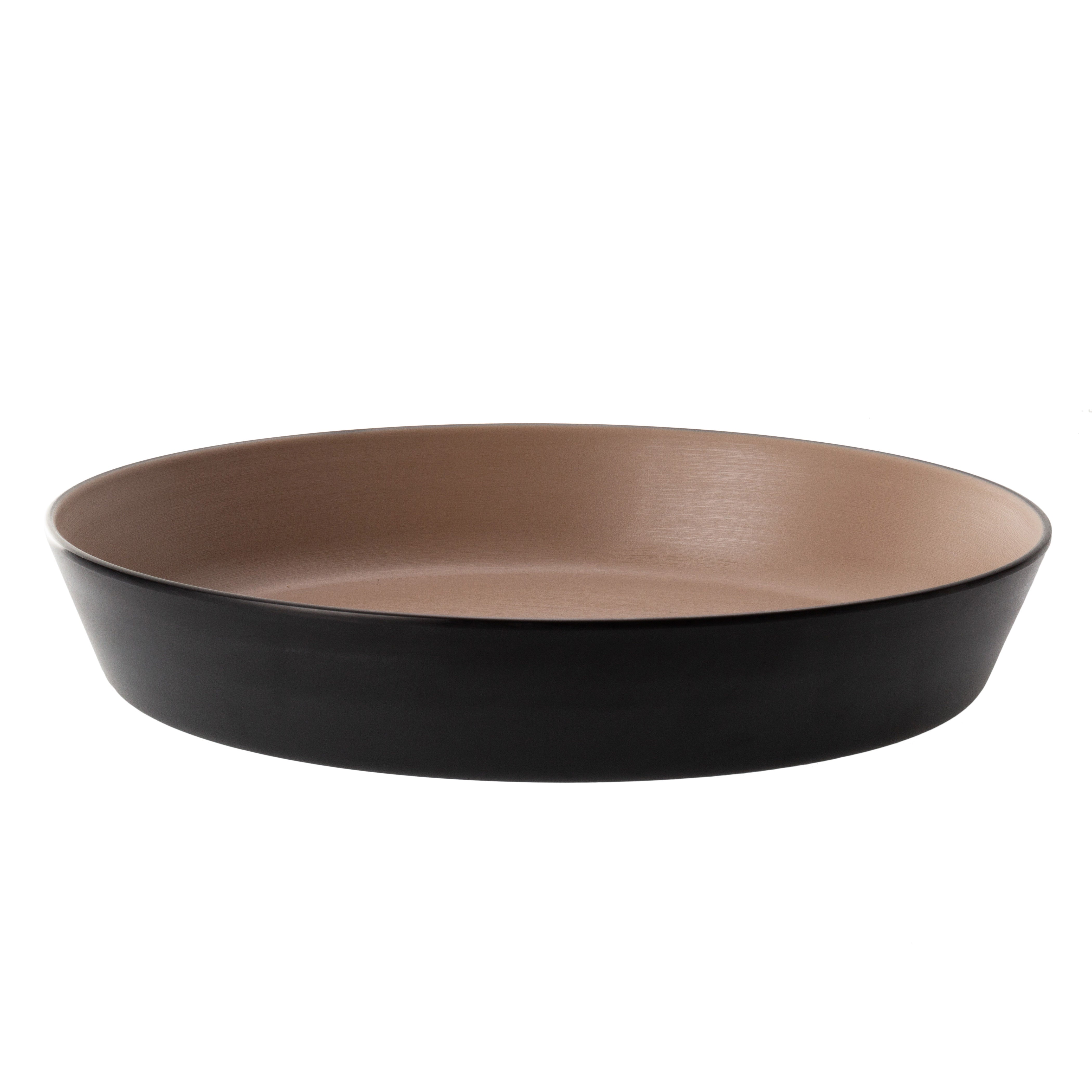COUCOU Flat Round Bowl 290mm - Beige & Black
