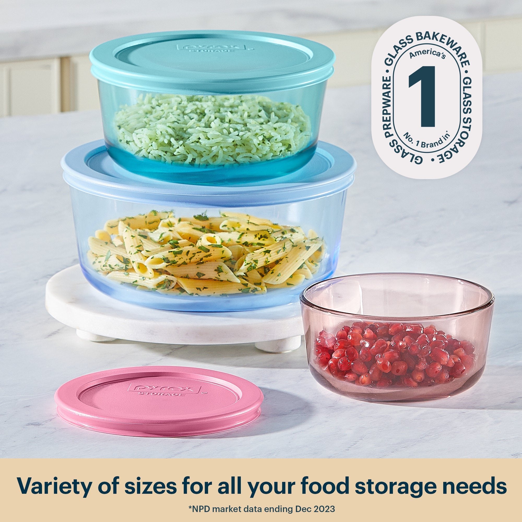 Pyrex Simply Store Colors 3 Piece Set (2 4 & 1.65L - Pink & Teal & Blue)