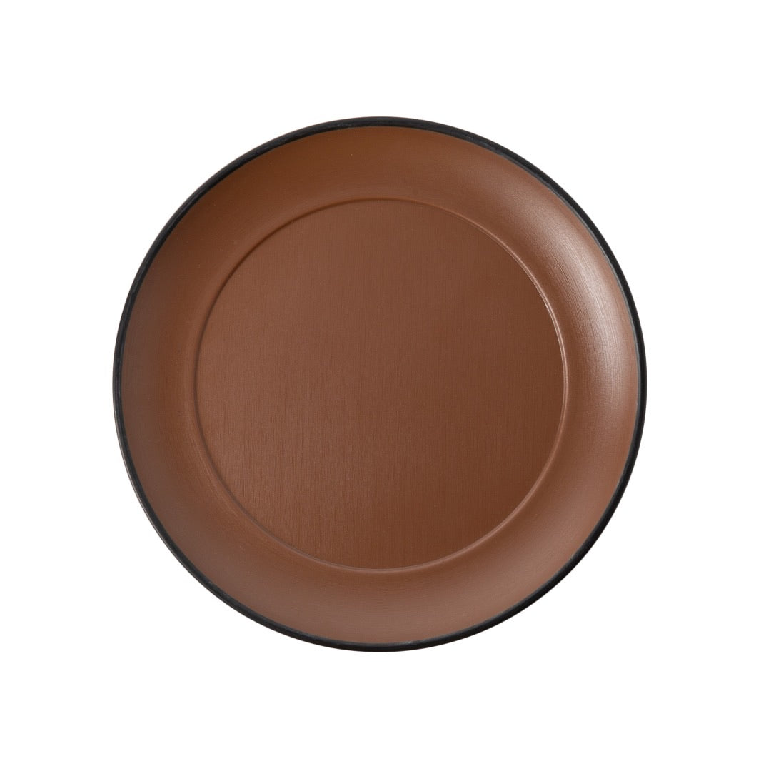 COUCOU Round Wide Rim Plate 210mm - Brown & Black