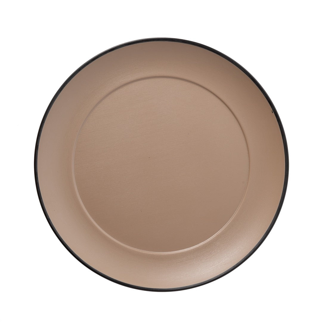 COUCOU Round Wide Rim Plate 260mm - Beige & Black