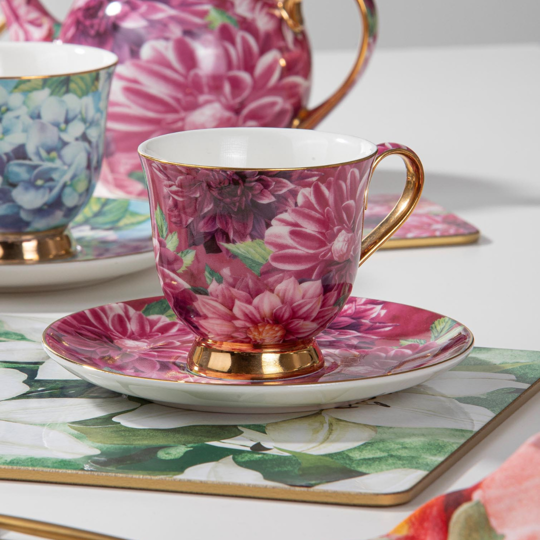 Ashdene Bold Blooms Pink Dahlia Cup & Saucer