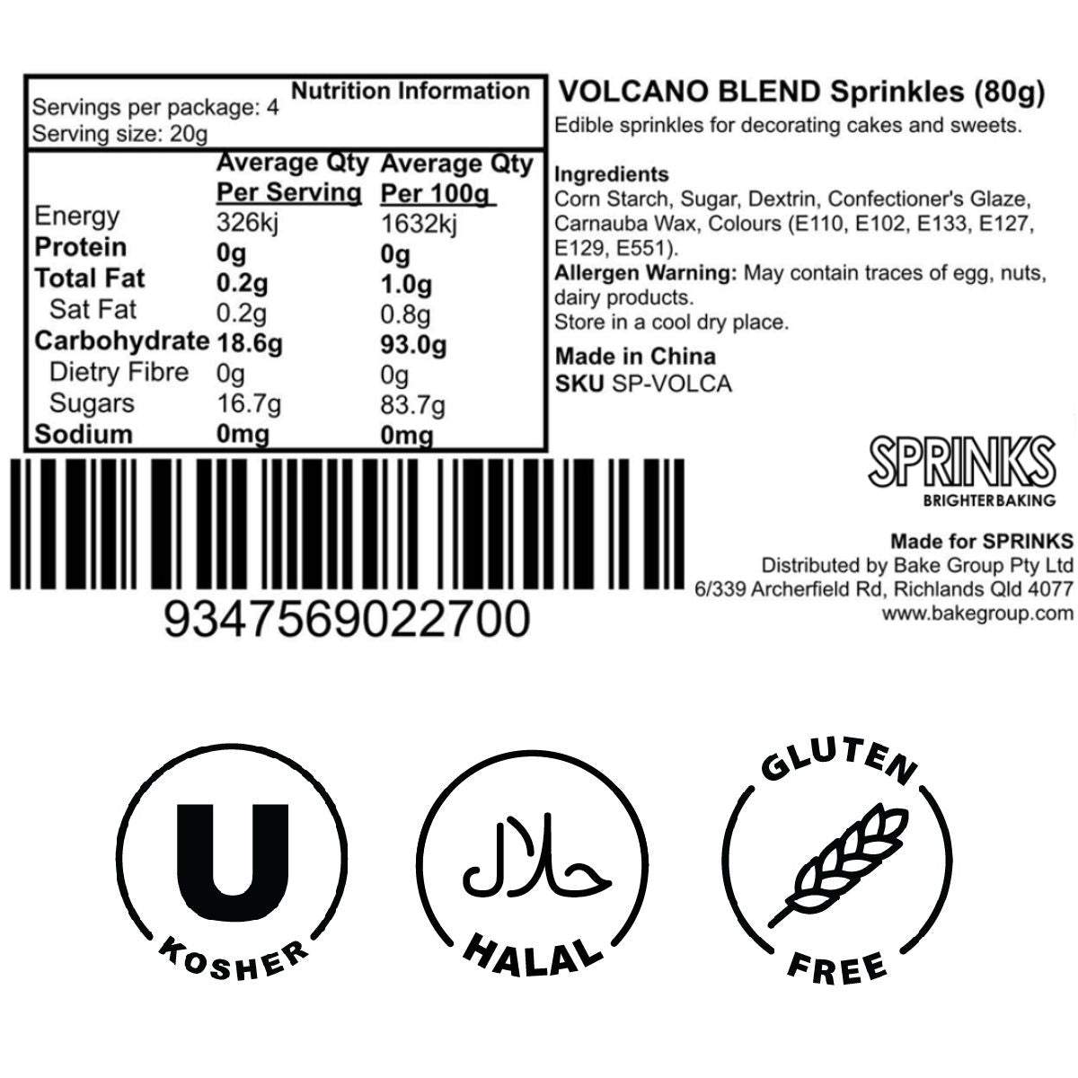 Sprinks Volcano Blend Sprinkles 80g