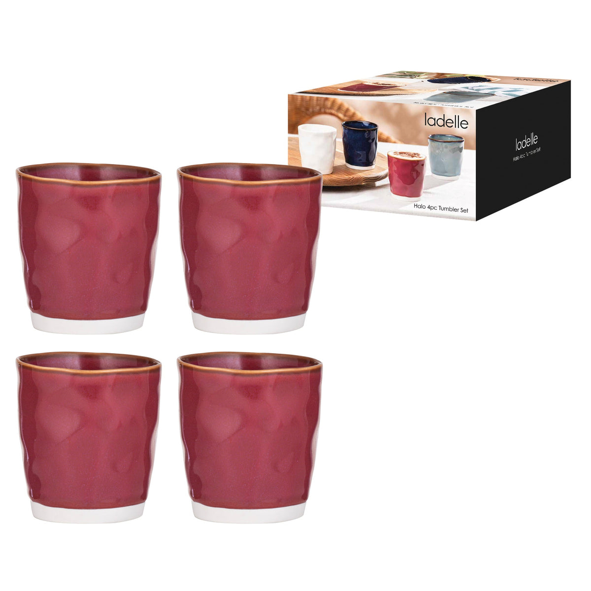 Ladelle Halo Burgundy 4pk Tumbler