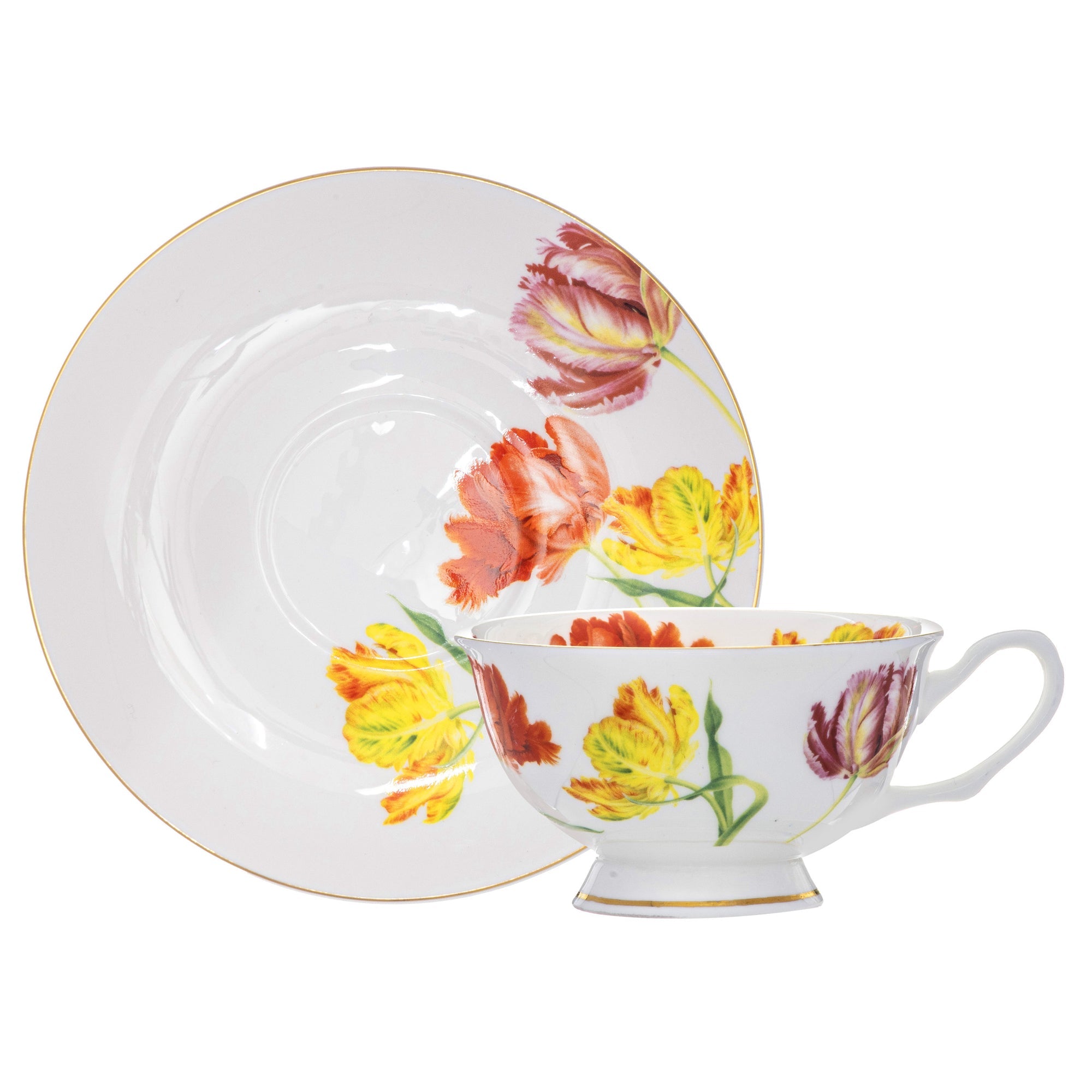 Ashdene Botanical Symphony Assorted Cup & Saucer Set Of 4