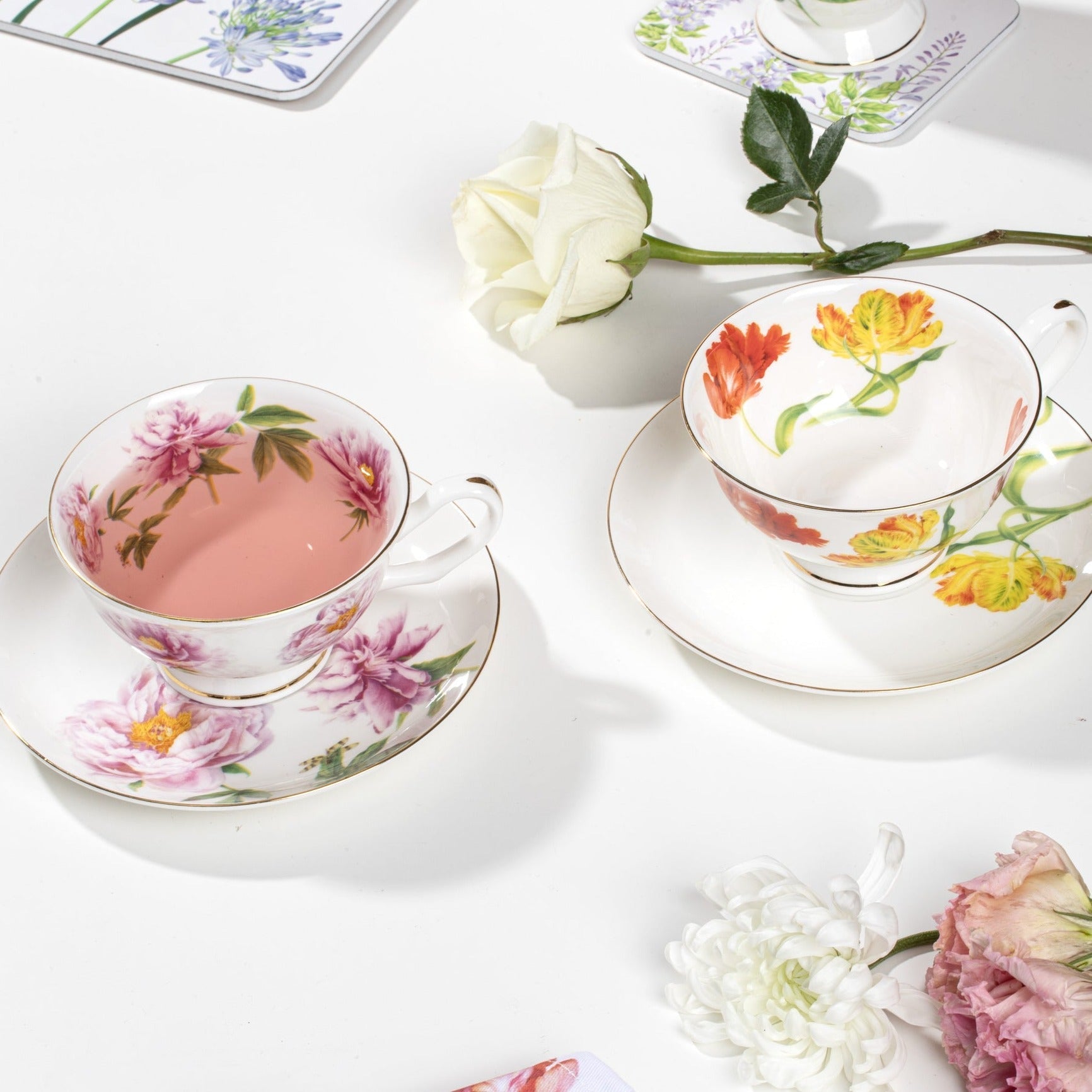 Ashdene Botanical Symphony Assorted Cup & Saucer Set Of 4
