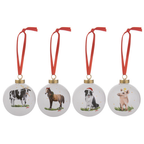 Ashdene Christmas at the Farm Assorted 4pk Bauble