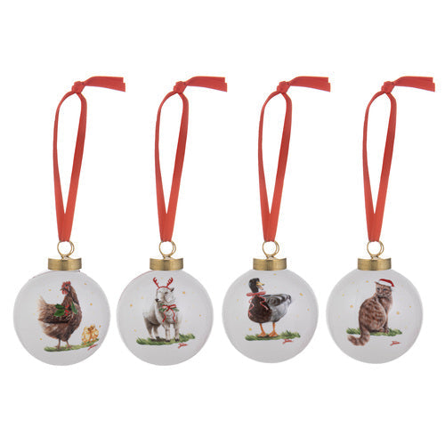 Ashdene Christmas at the Farm Assorted 4pk Bauble