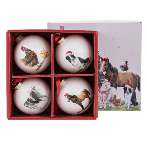 Ashdene Christmas at the Farm Assorted 4pk Bauble
