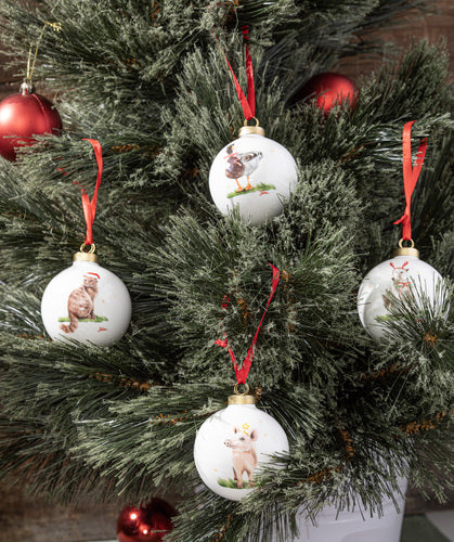 Ashdene Christmas at the Farm Assorted 4pk Bauble
