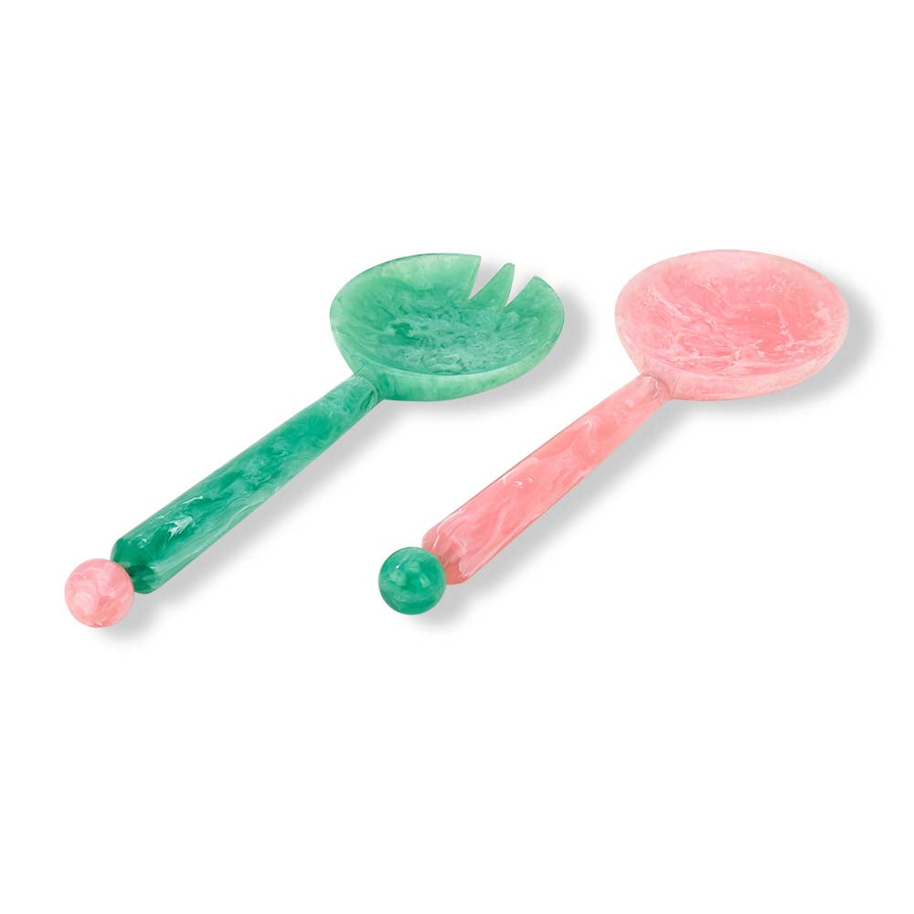 Annabel Trends Resin Salad Servers Pink & Green
