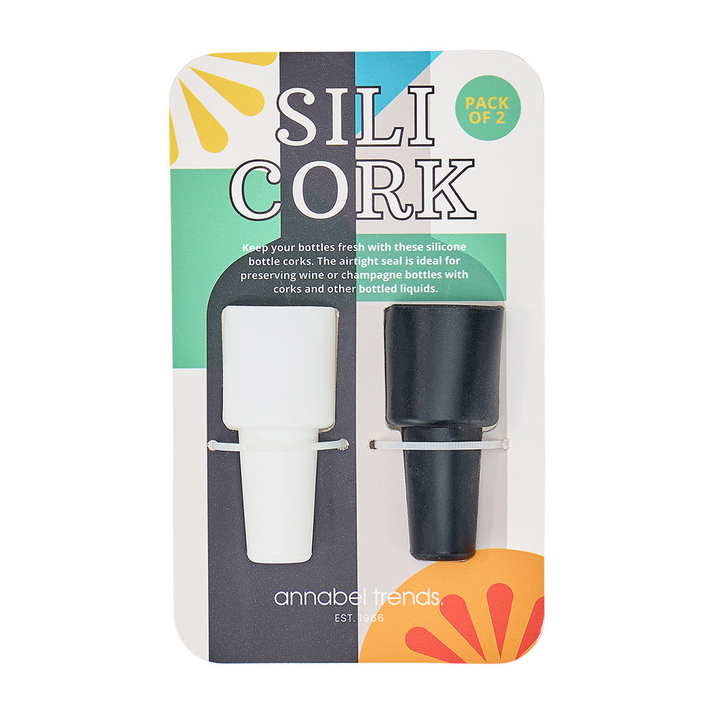 Annabel Trends Silicork Wine Stoppers Black & White