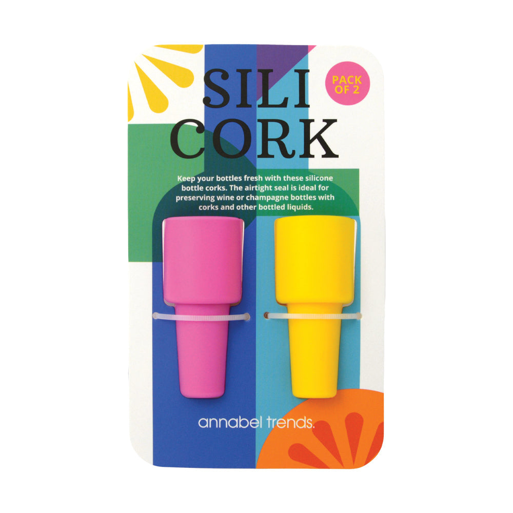 Annabel Trends Silicork Wine Stoppers Pink & Yellow