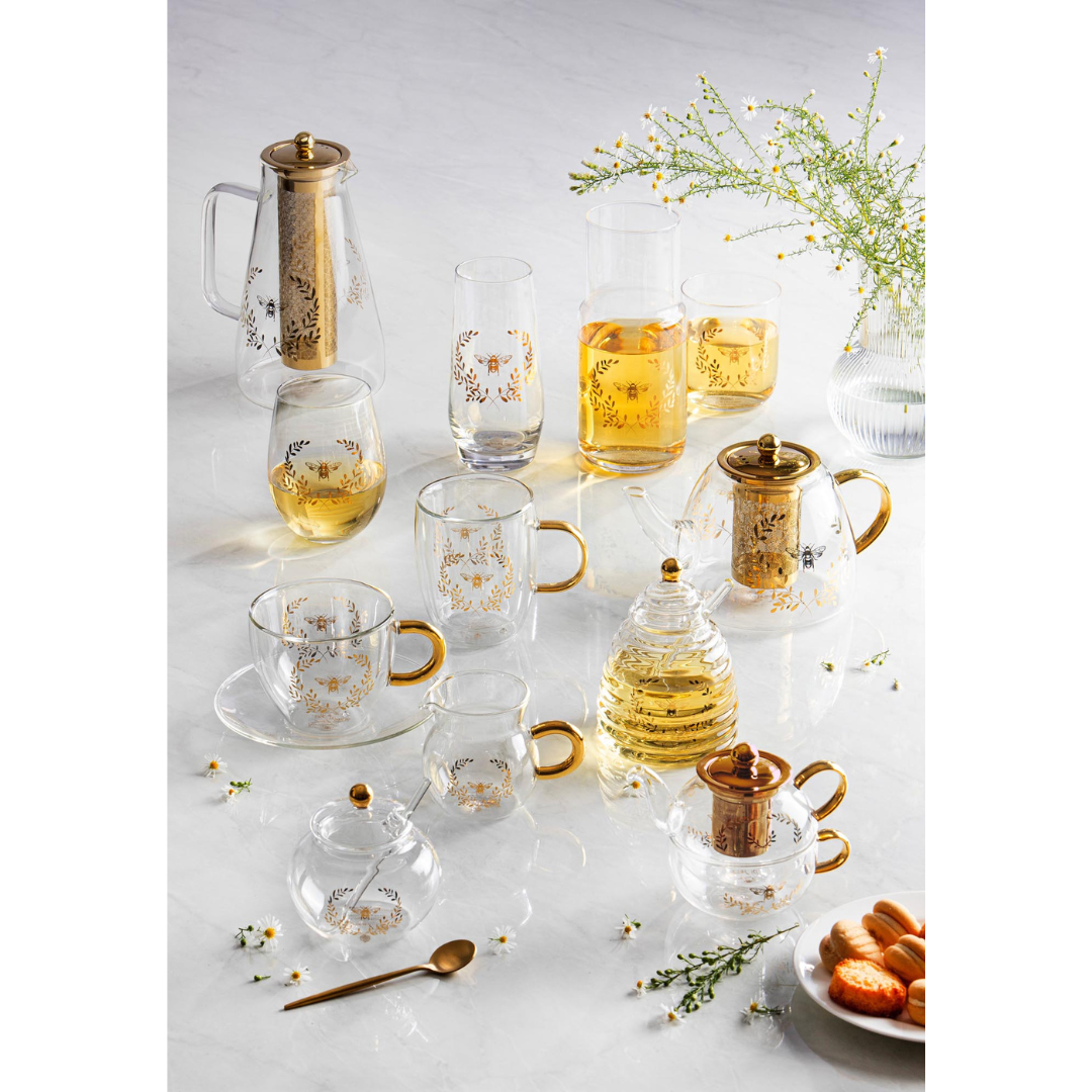 Ashdene Elegant Bee Glass Sugar Bowl With Spoon