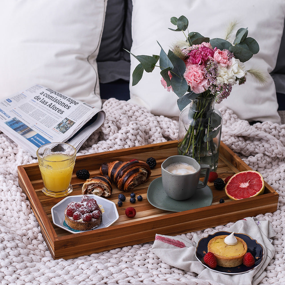 Teakhaus Nesting Timeless Tray W/Hdl L 51X30.5X5cm