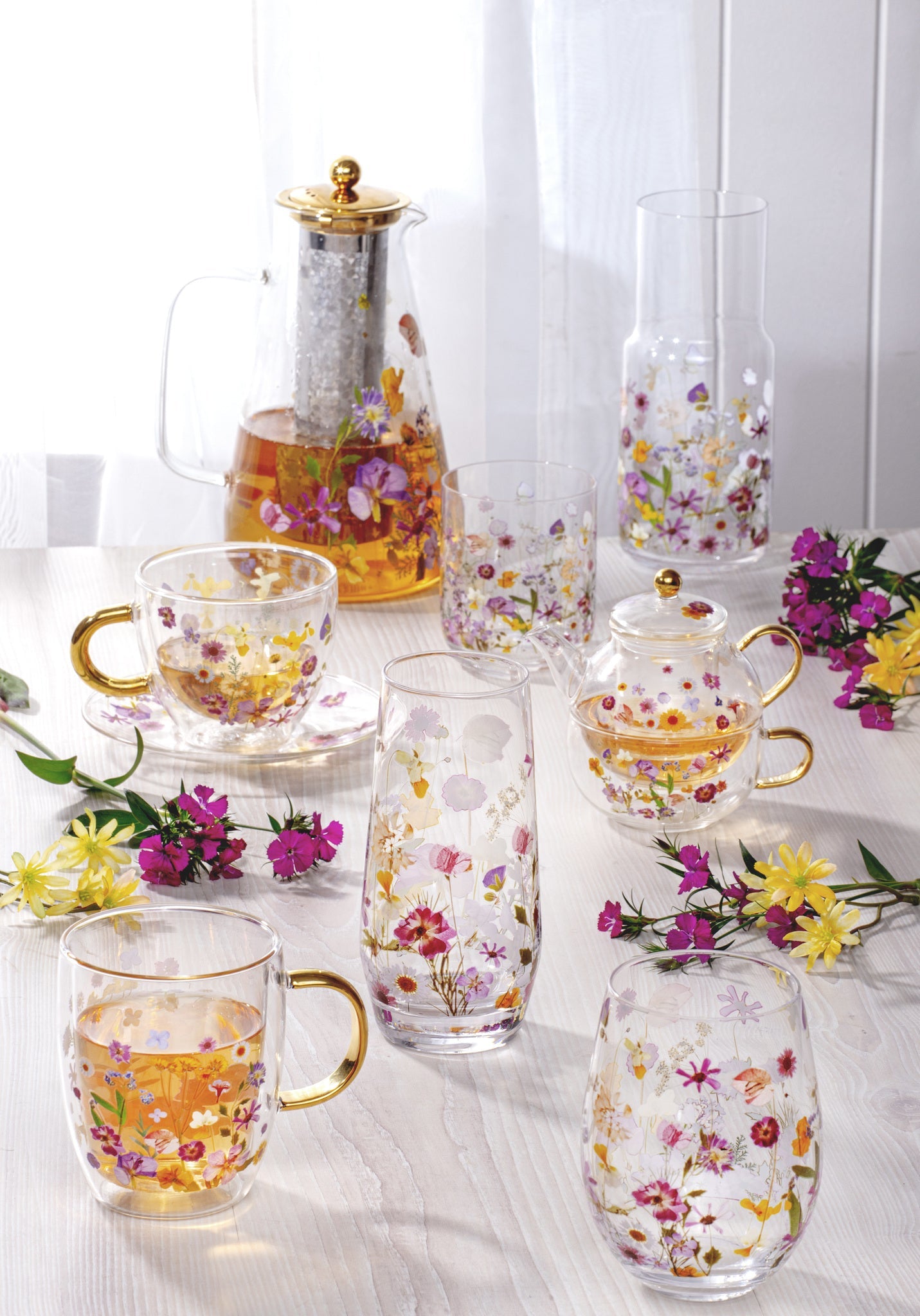 Ashdene Pressed Flowers Glass Jug