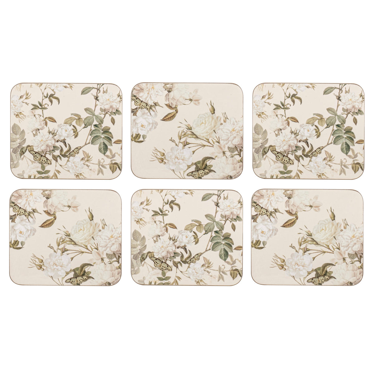 Ashdene Elegant Rose Cream 6pk Coaster