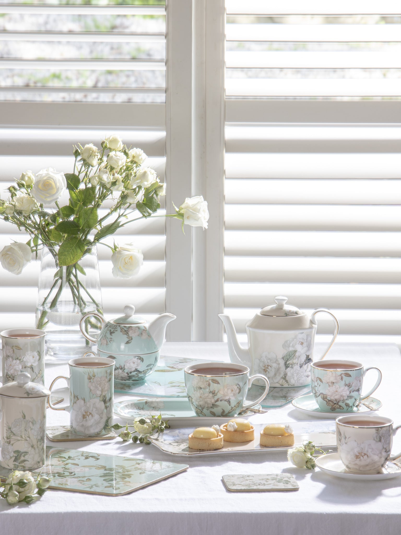 Ashdene Elegant Rose Cream 6pk Coaster