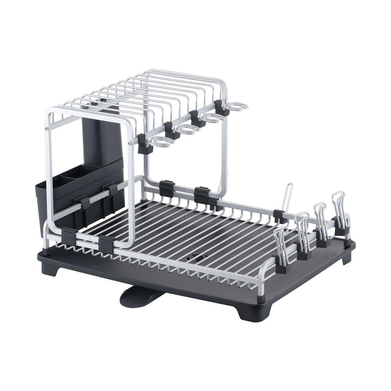 Avanti  2 Tier Aluminium Dish Rack W/Glass Holder & Pot Lid/Chopping Board Holder