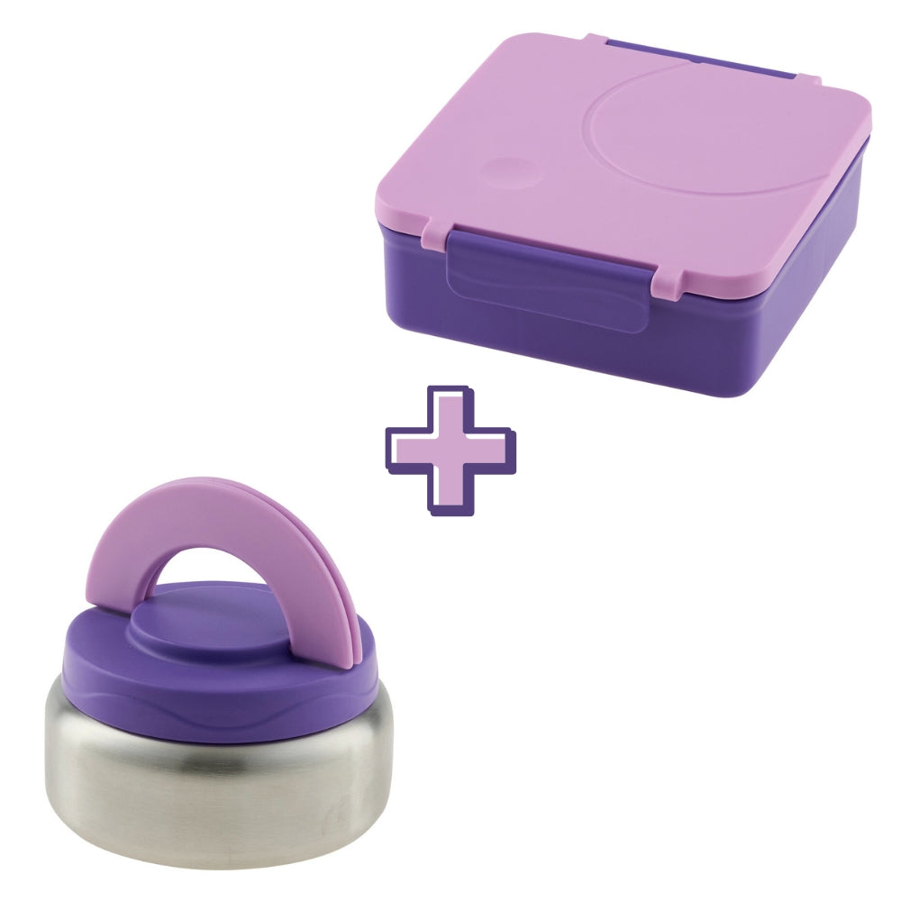 Avanti Yum Yum Lavender Insulated Food Jar + Bento Lunch Box Bundle