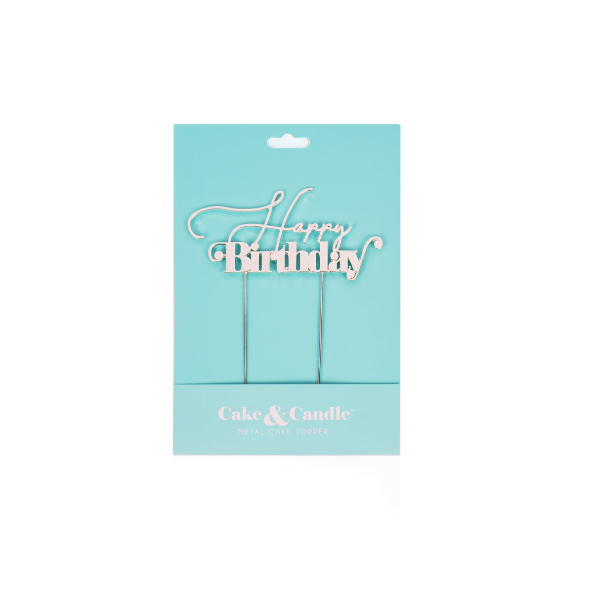 Cake & Candle Metal Cake Topper Happy Birthday 1 Silver