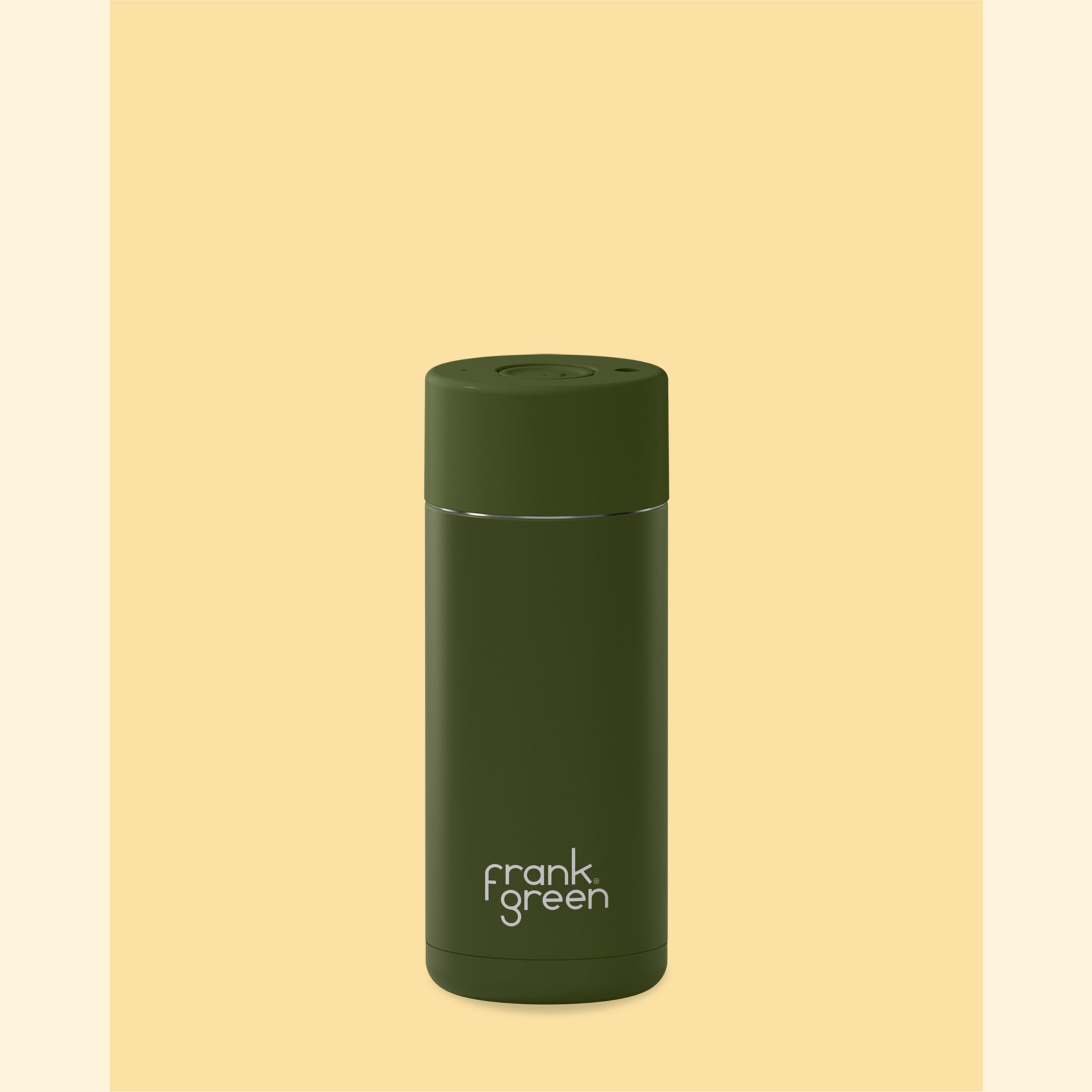 frank green 16oz Reusable Cup with Push Button Lid - Khaki