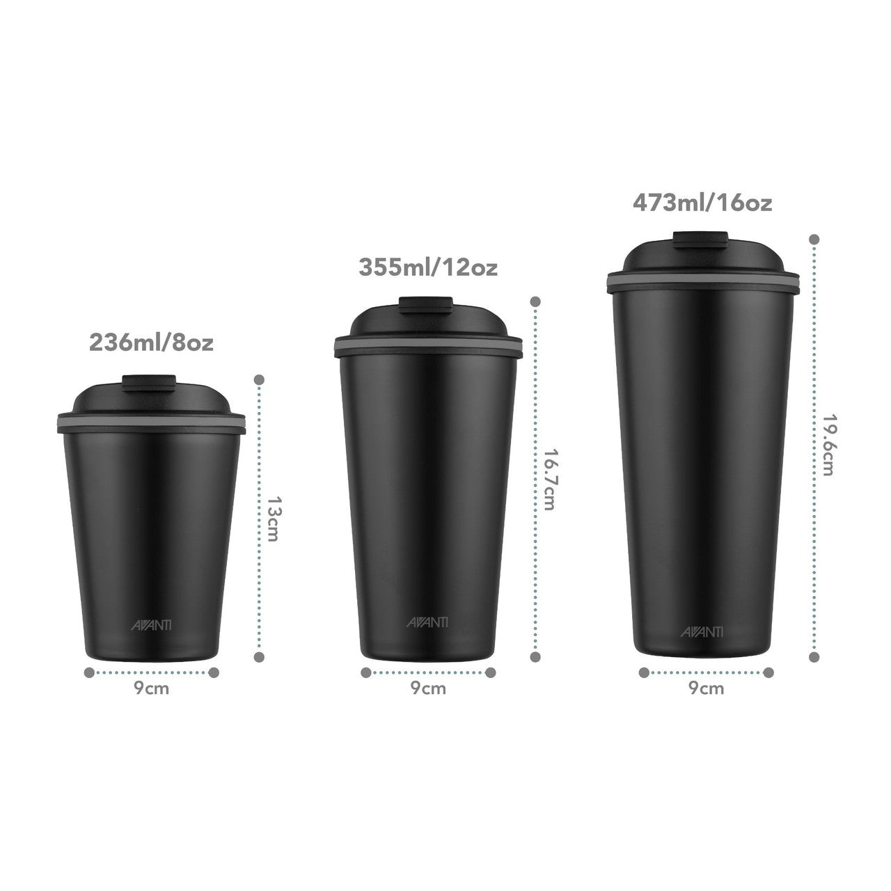 Avanti  GOCUP Double Wall Insulated Cup - Black - 355ml/12oz