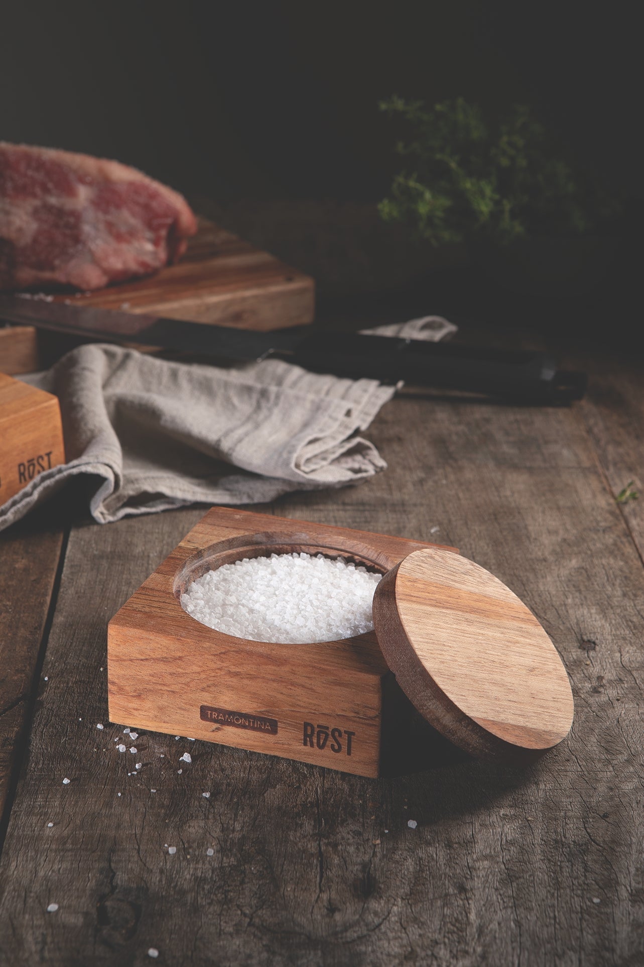 FSC Tramontina Rost Salt Cellar In Jatobá Wood With An Oil Finish 12 -5x12 -5 cm