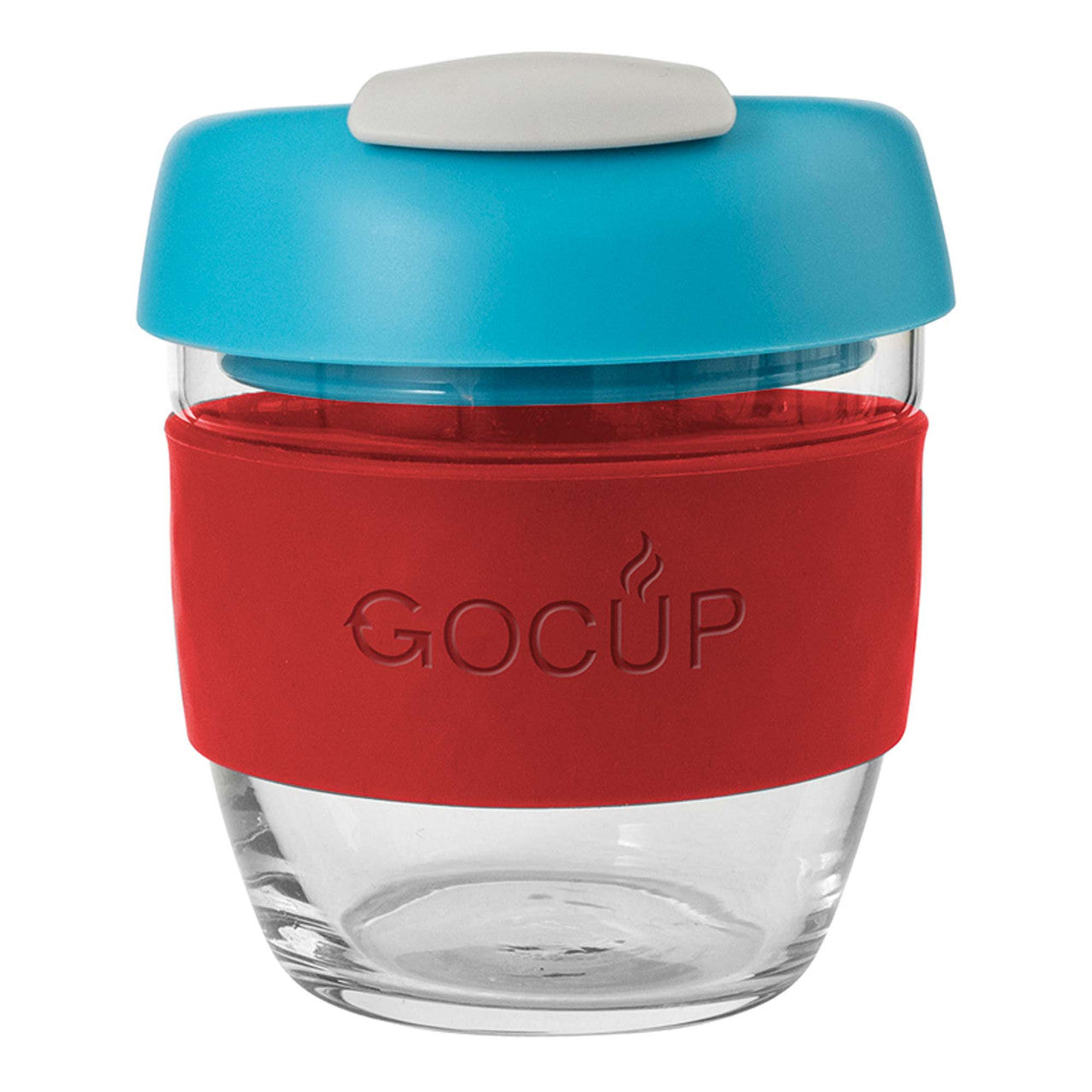Avanti  Glass GOCUP - 236ml/8Oz - Red/Aqua/Grey