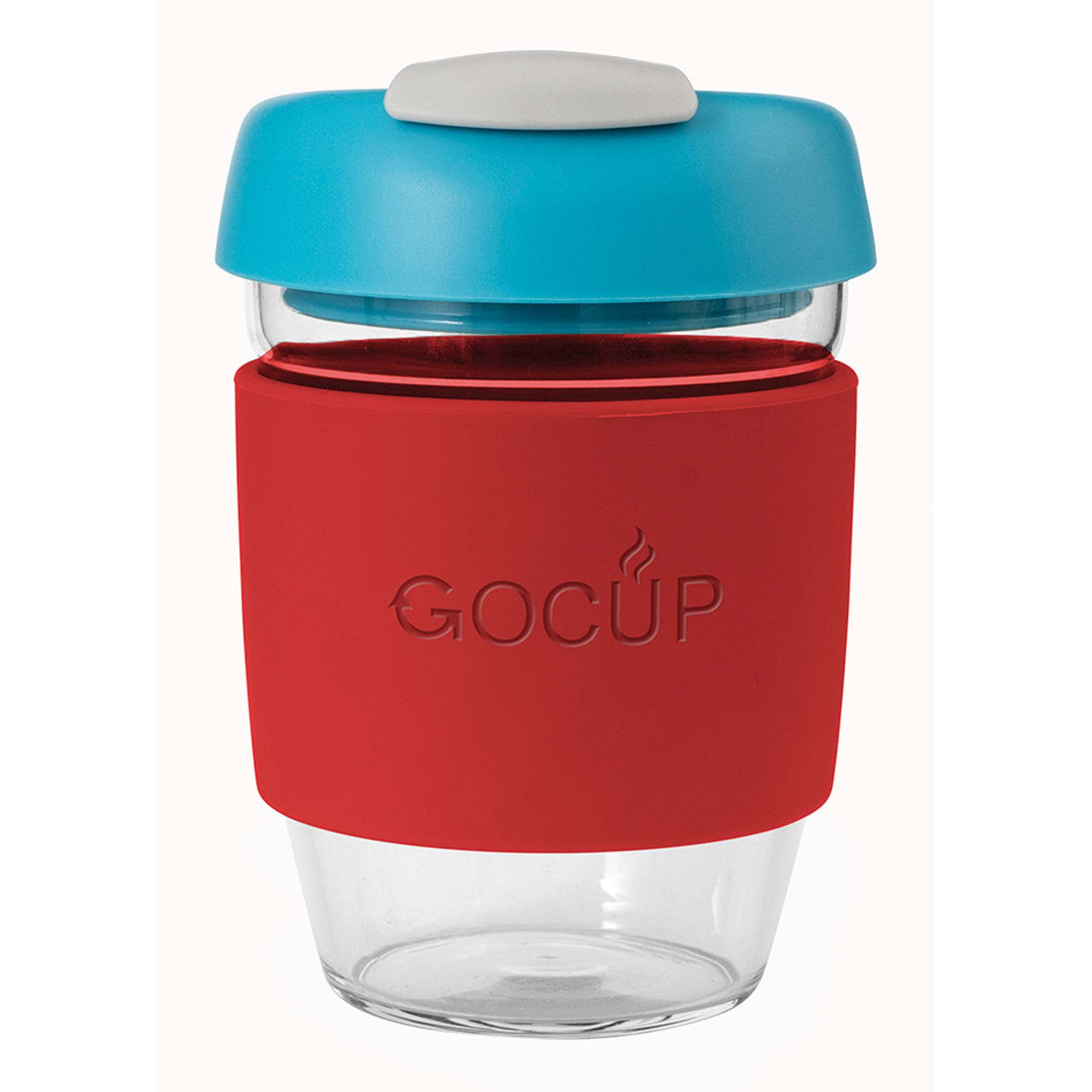Avanti  Glass GOCUP - 296ml/10Oz - Red/Aqua/Grey