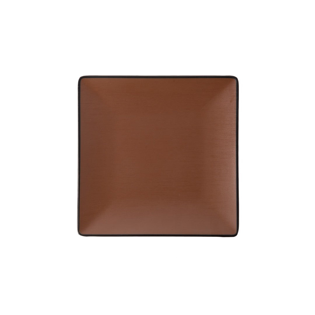 COUCOU Square Plate 175x175mm - Brown & Black